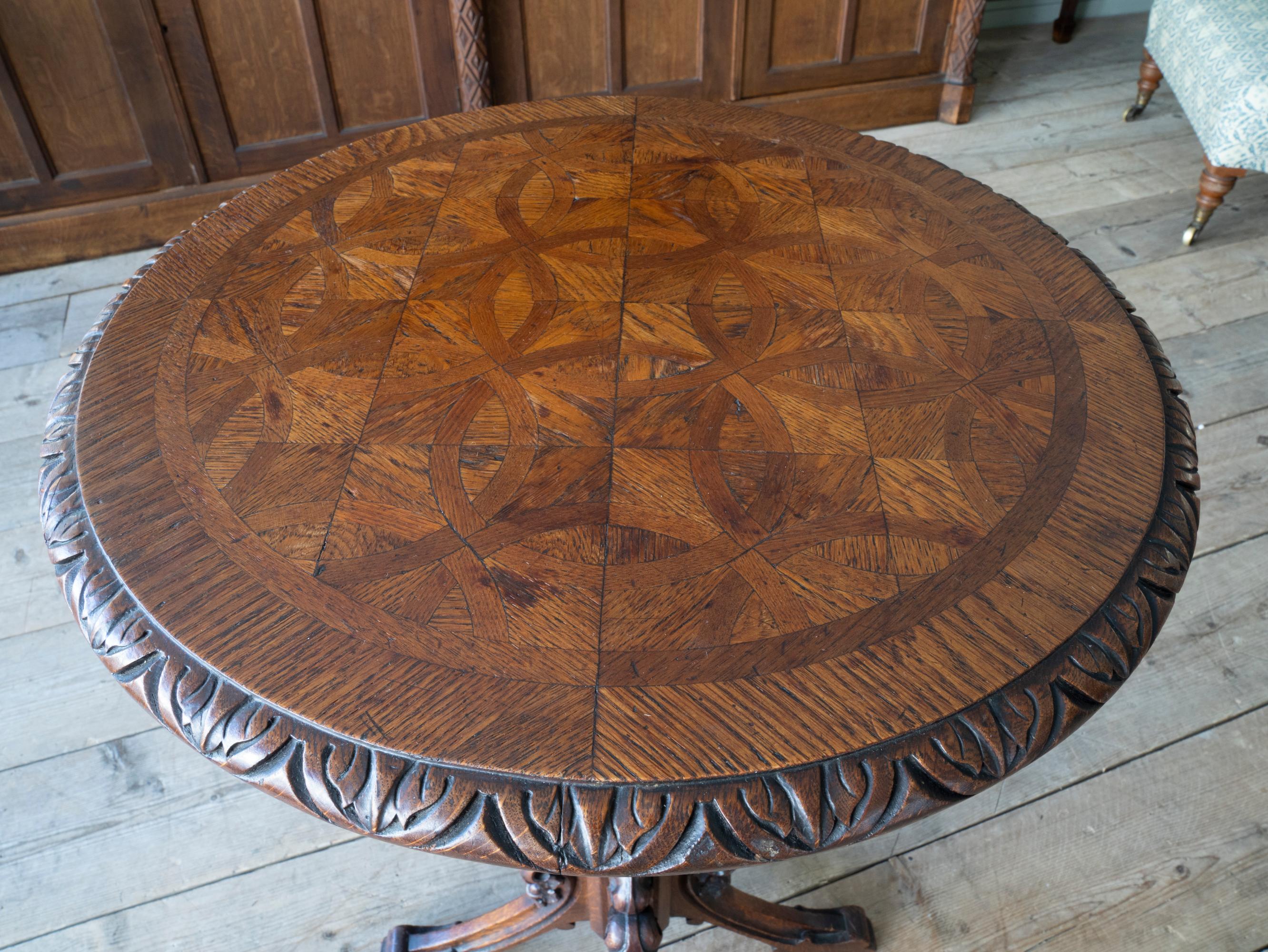 19th Century Gothic Revival Oak Occasional Table 2
