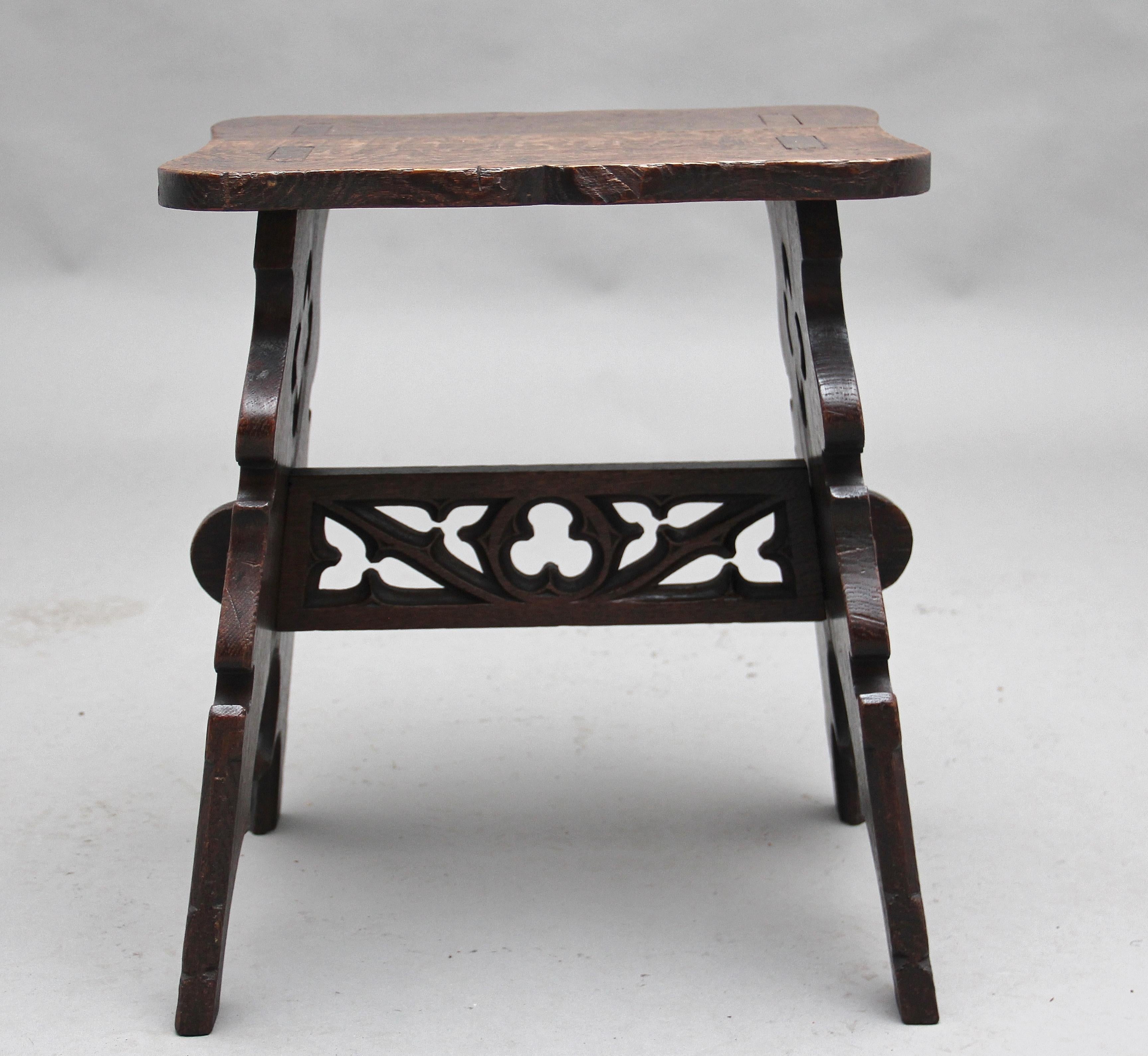 Mid-19th Century 19th Century Gothic Revival Oak Stool For Sale
