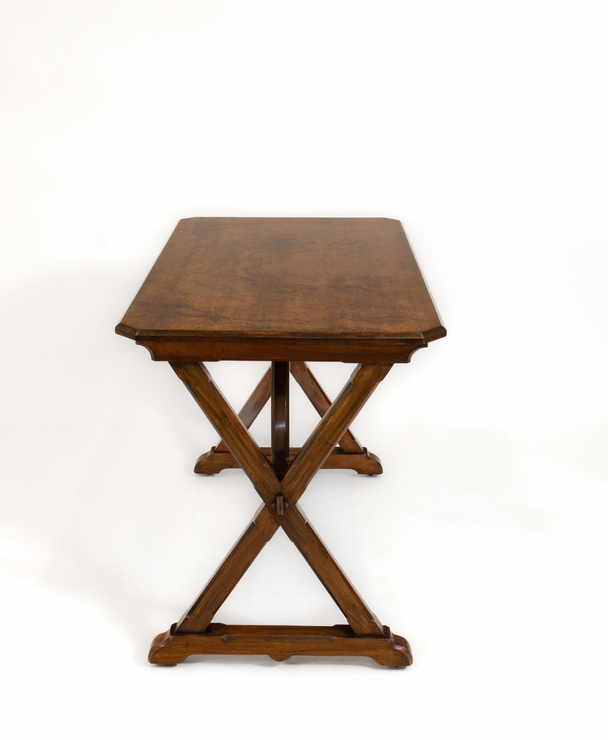 English 19th Century Gothic Revival Walnut Writing Side Table A W Pugin Manner For Sale