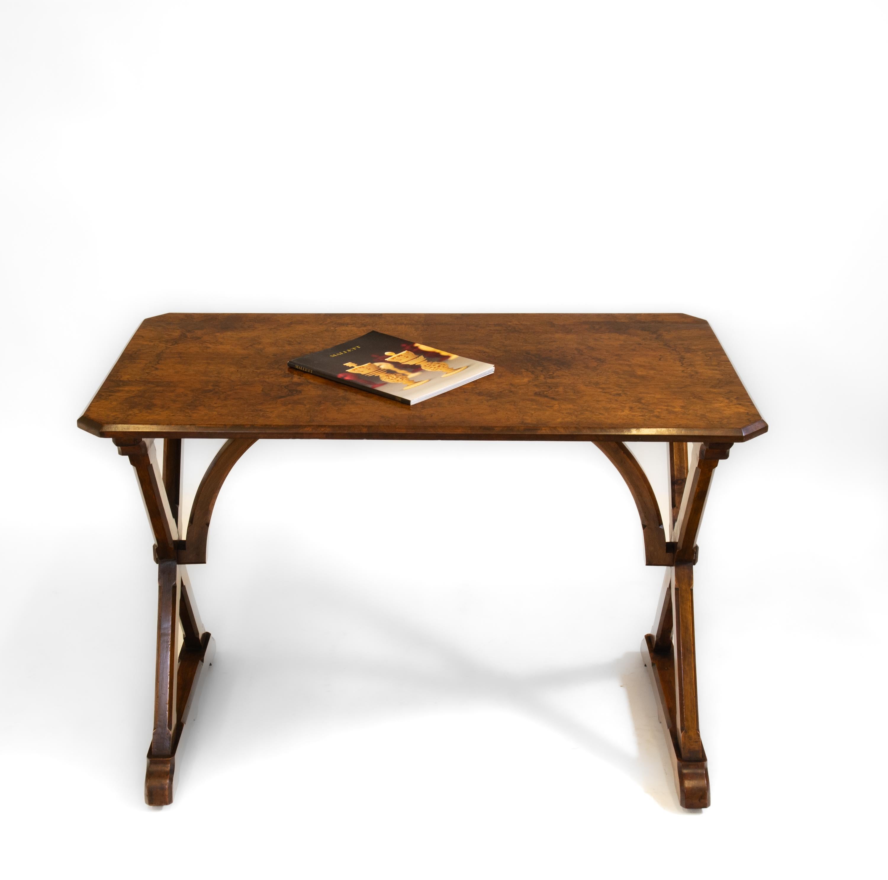 19th Century Gothic Revival Walnut Writing Side Table A W Pugin Manner For Sale 4