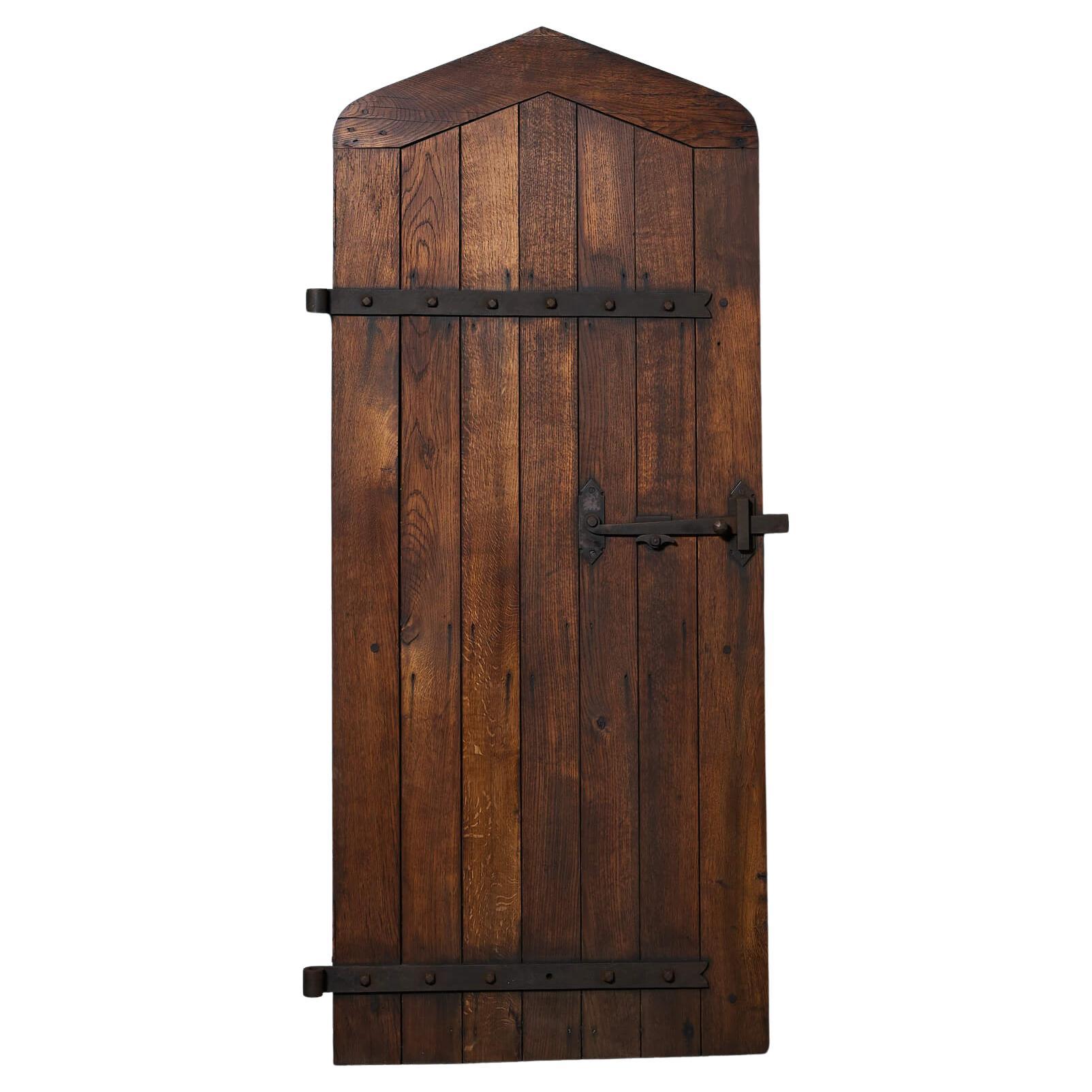 19th Century Gothic Style Arched Oak Plank Door