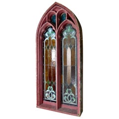 Antique 19th Century Gothic-Style Stained Glass Church Window