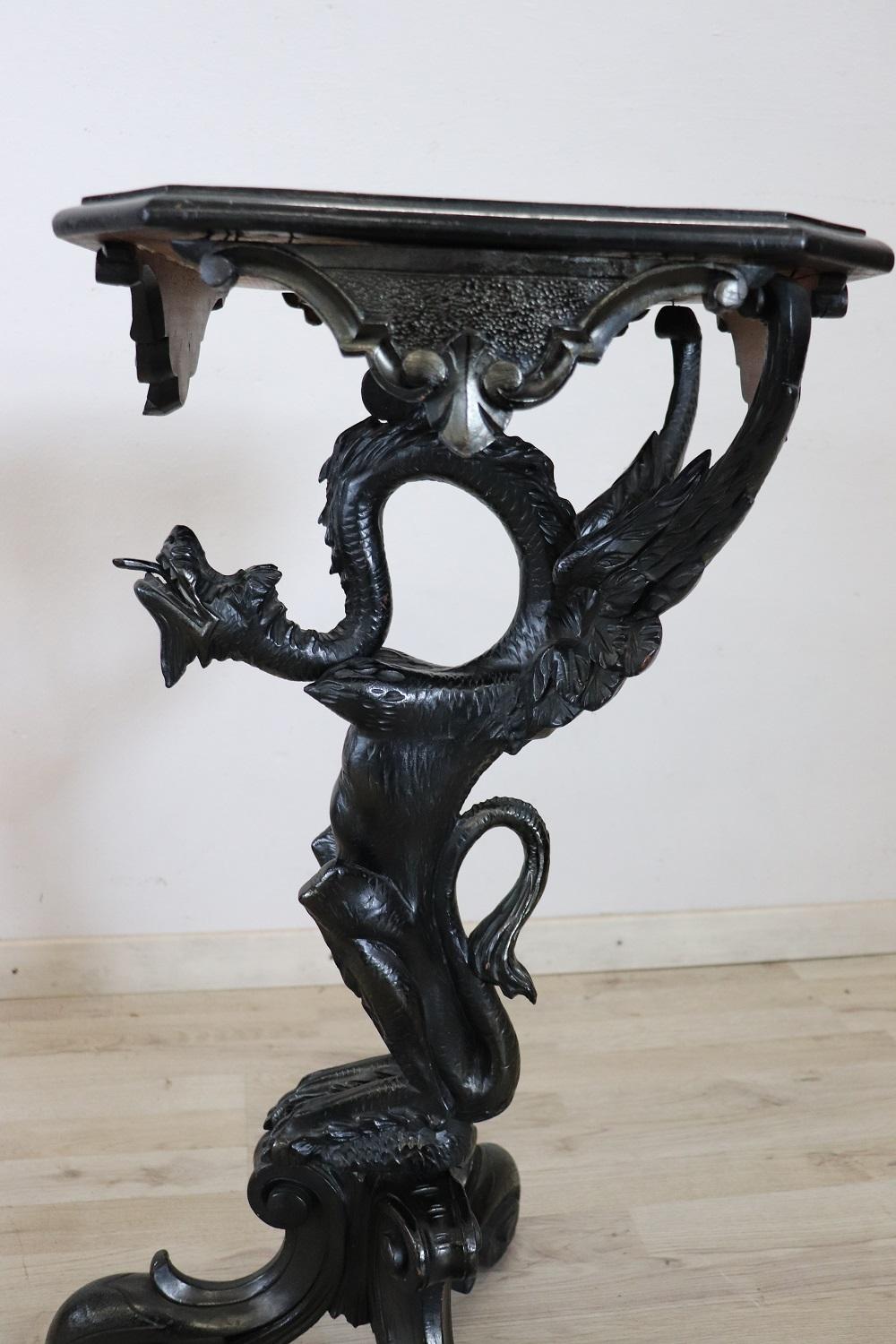 19th Century Gothic Syle Carved Walnut Gueridon Table or Pedestal Table 2