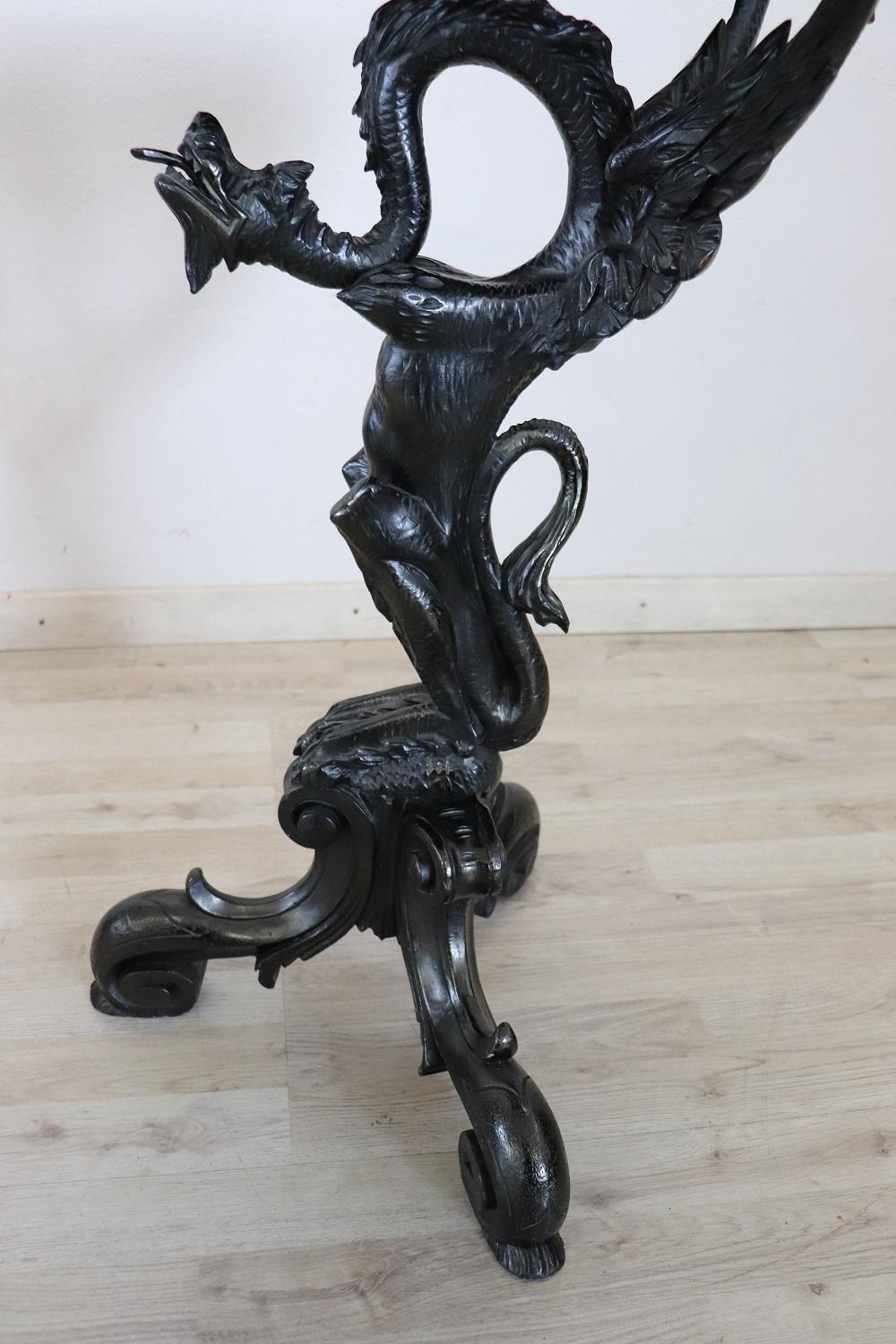 19th Century Gothic Syle Carved Walnut Gueridon Table or Pedestal Table 3