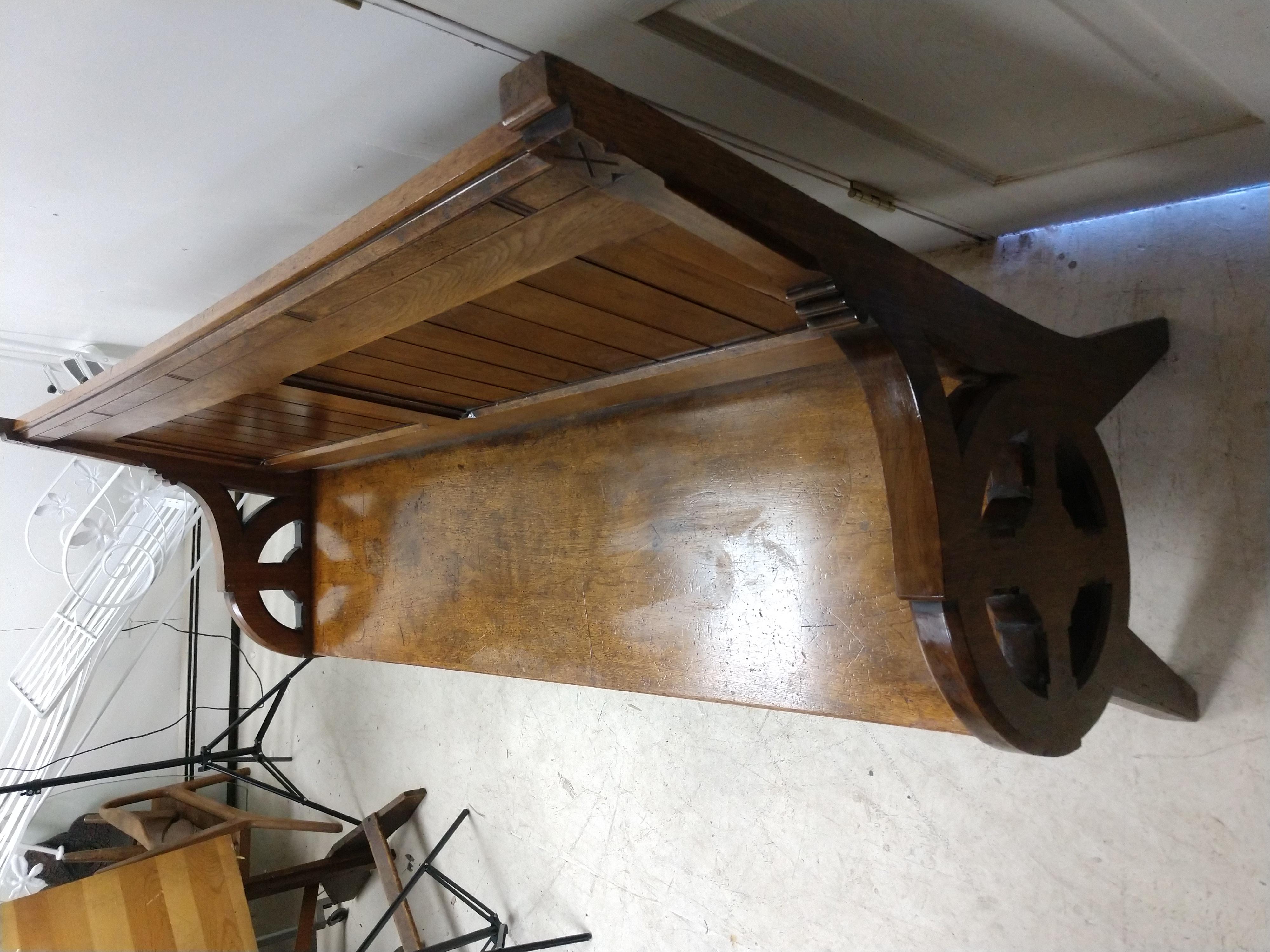 Stained 19th Century Gothic Walnut Church Pew