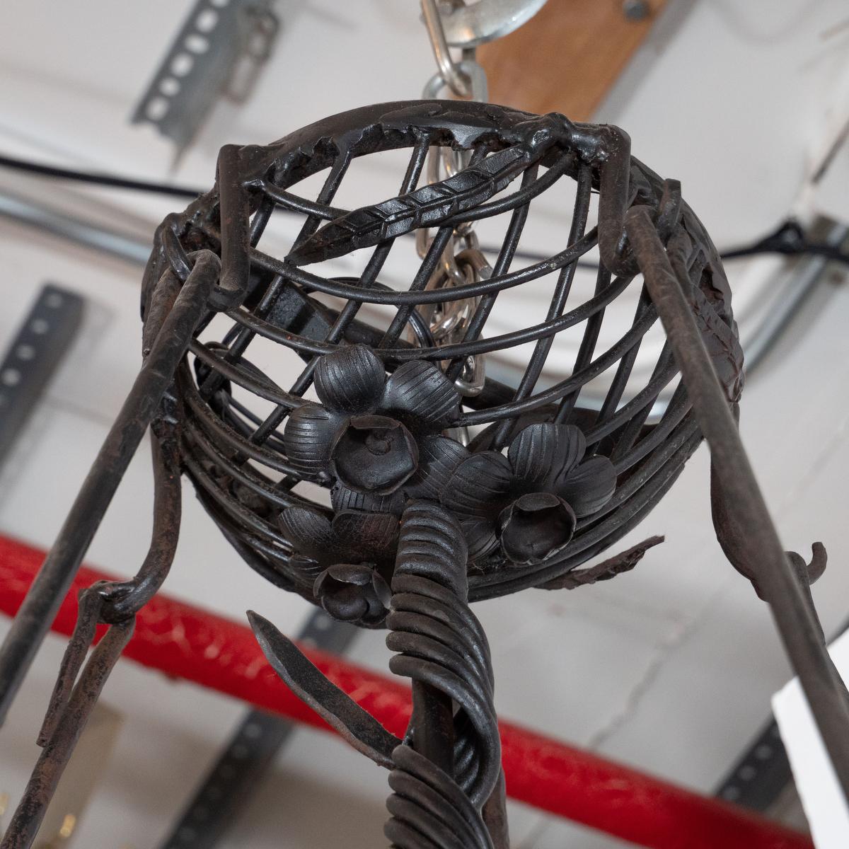 19th Century Gothic Wrought Iron Chandelier For Sale 8