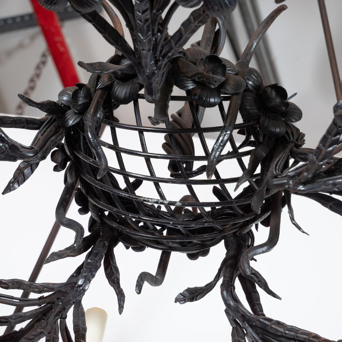 19th Century Gothic Wrought Iron Chandelier For Sale 1