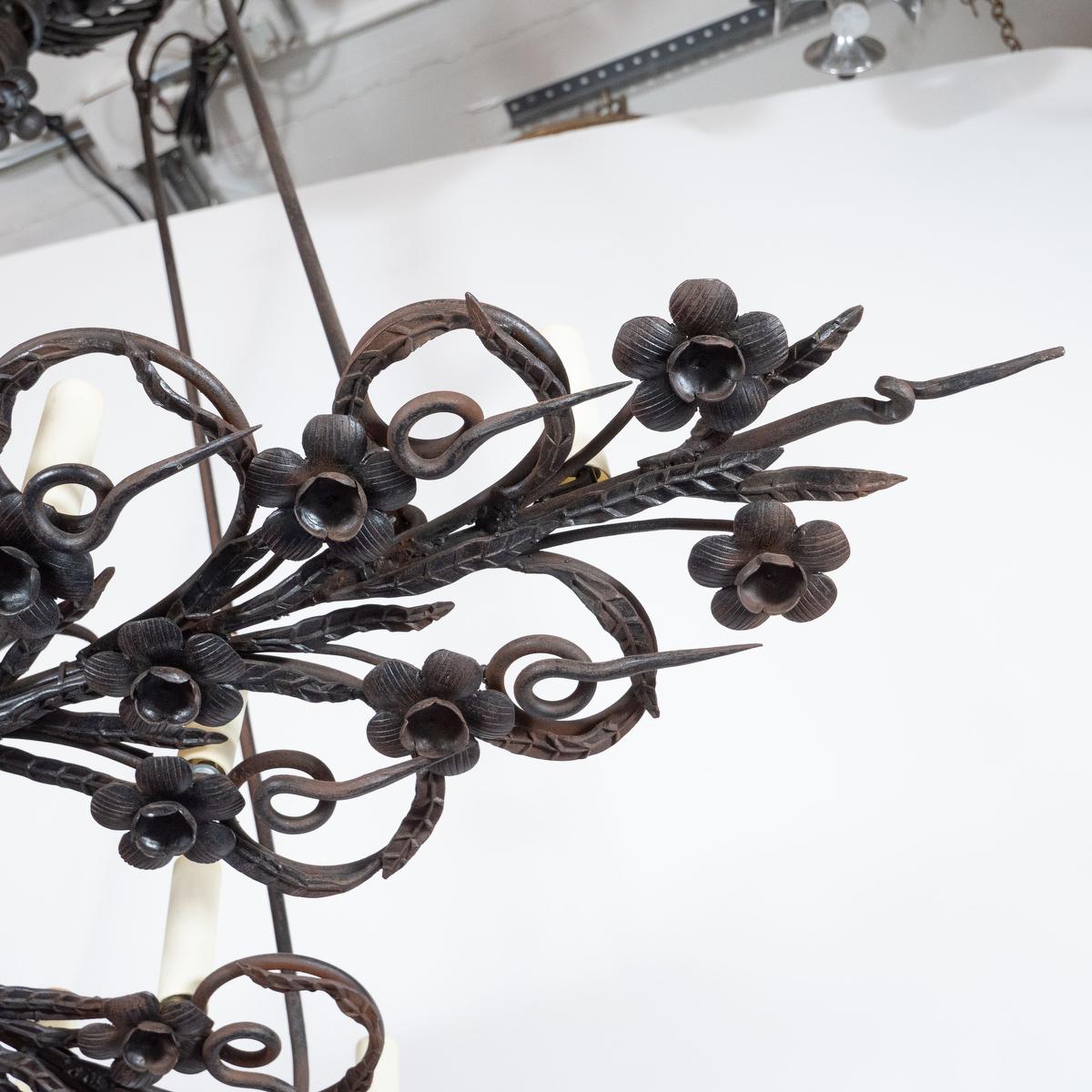 19th Century Gothic Wrought Iron Chandelier For Sale 3
