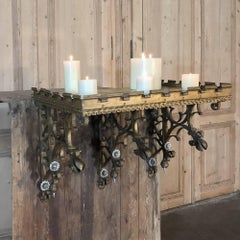 19th Century Gothic Wrought Iron Hand-Painted Wall Shelf from Chapel