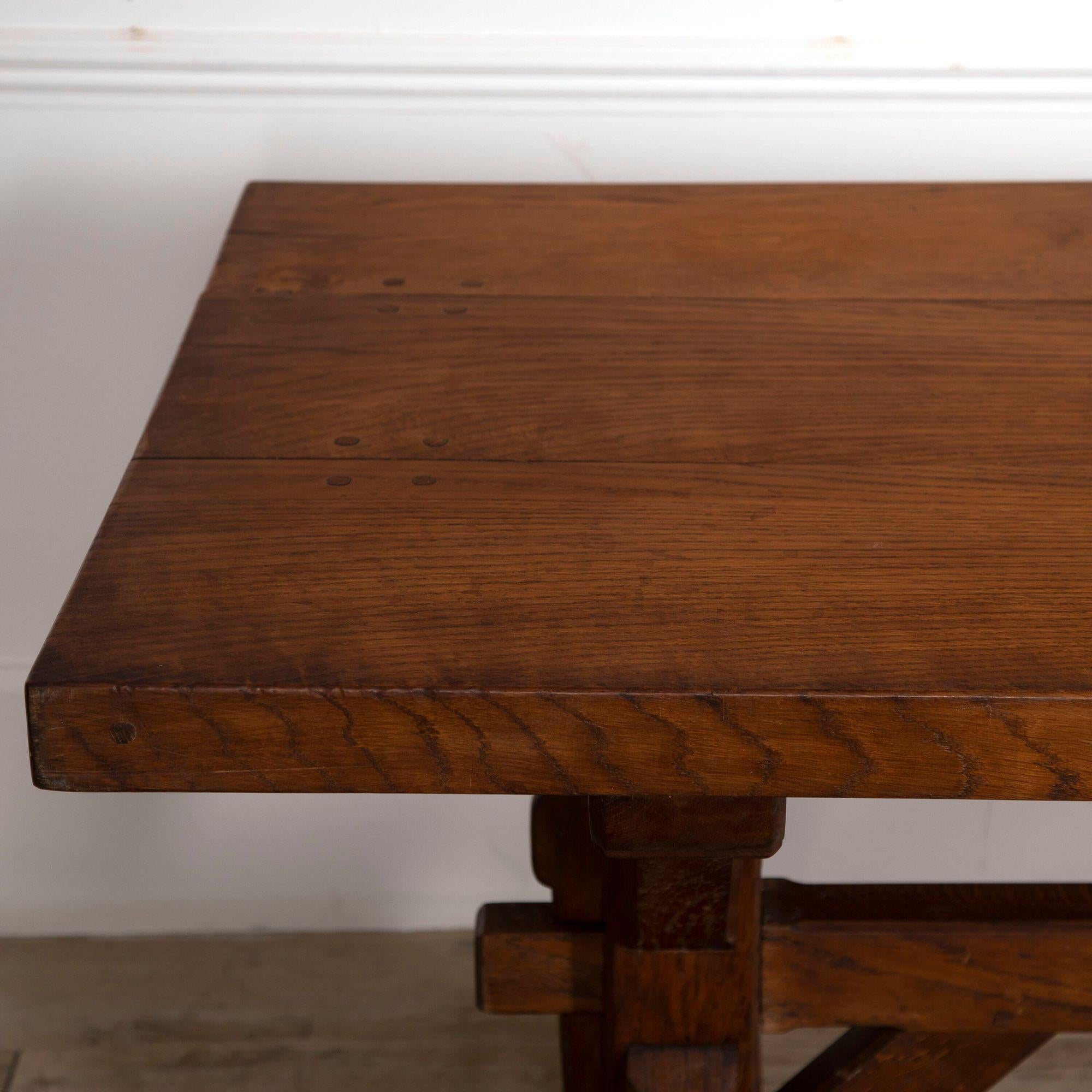 19th Century Gothic X Frame Oak Dining Table 1