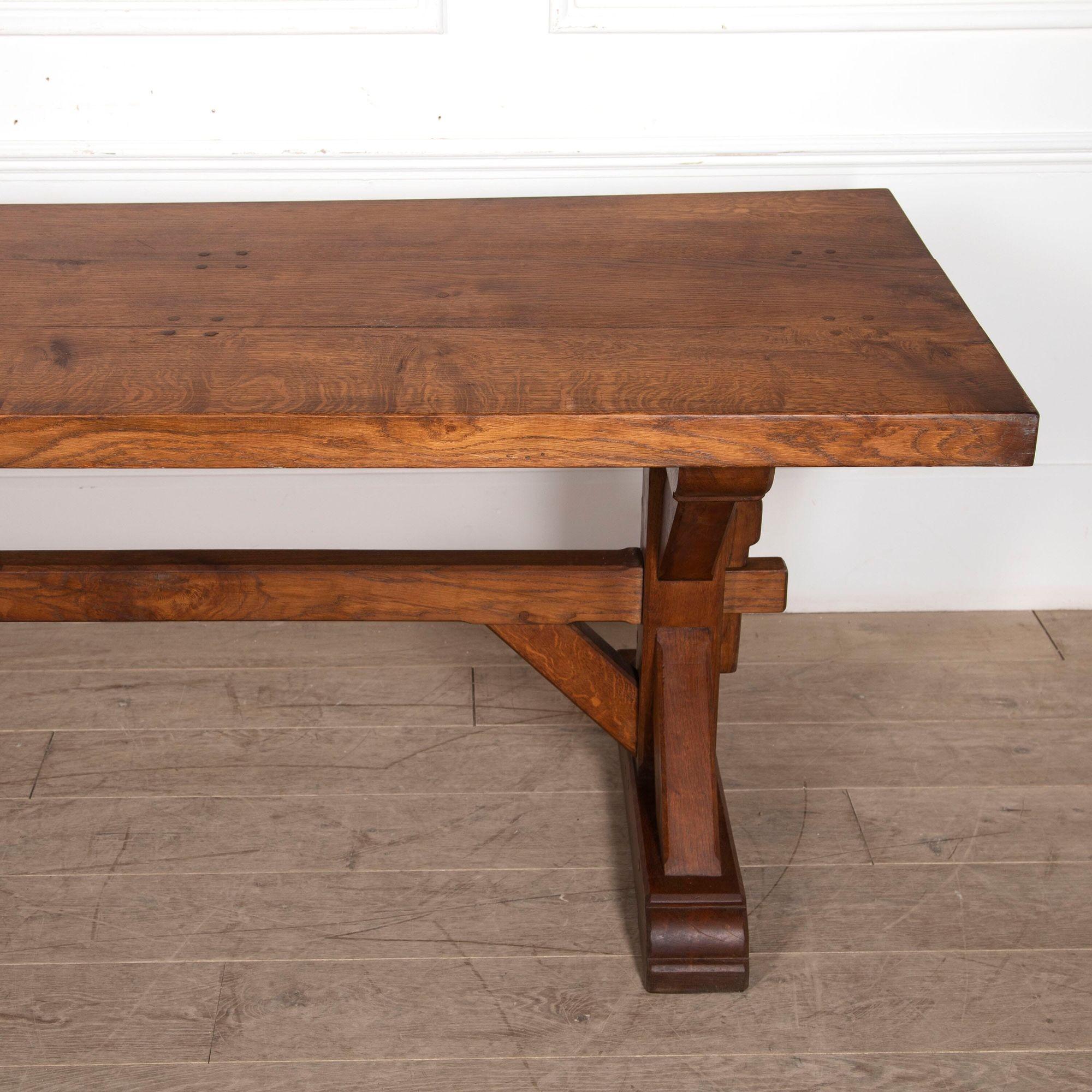 19th Century Gothic X Frame Oak Dining Table 2