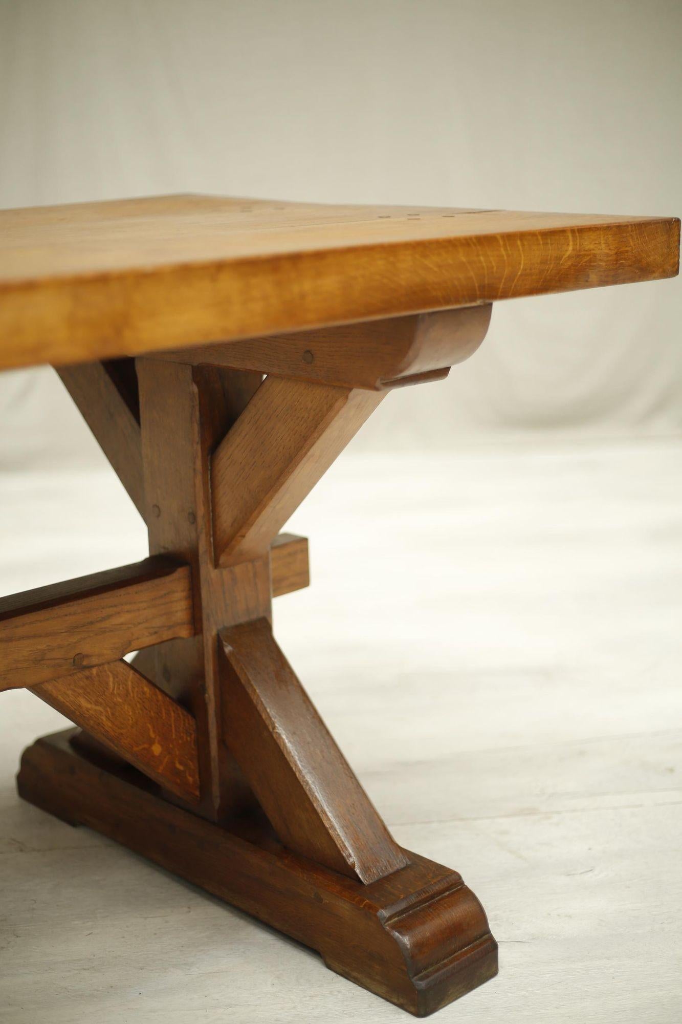 19th Century Gothic X Frame Oak Dining Table 5