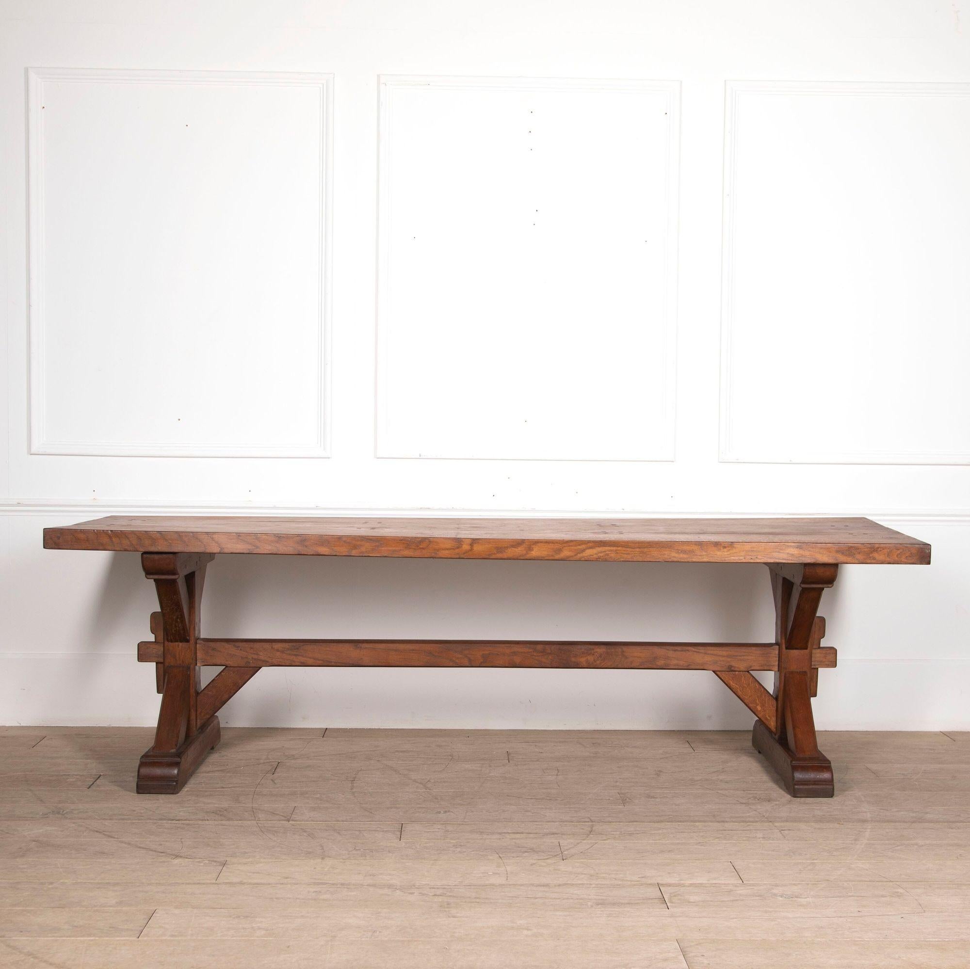 19th Century Gothic X Frame Oak Dining Table 4