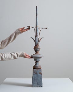 19th Century Gothic Zinc Roof Spire Ornament, Weathered Blue-Gray
