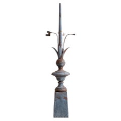 19th Century Gothic Zinc Roof Spire Ornament, Weathered Blue-Gray