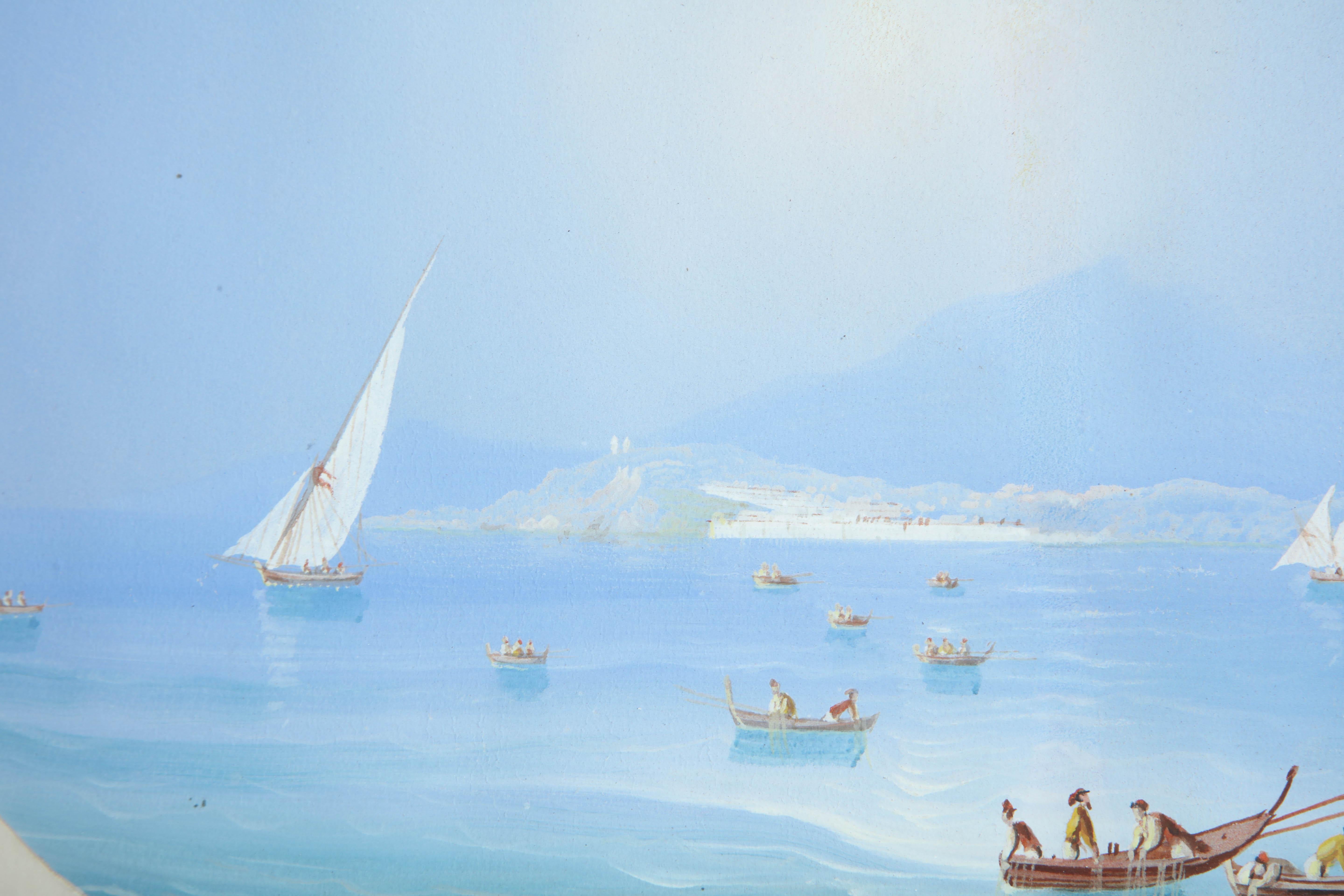19th Century Gouache of the Bay of Naples In Good Condition For Sale In New York, NY