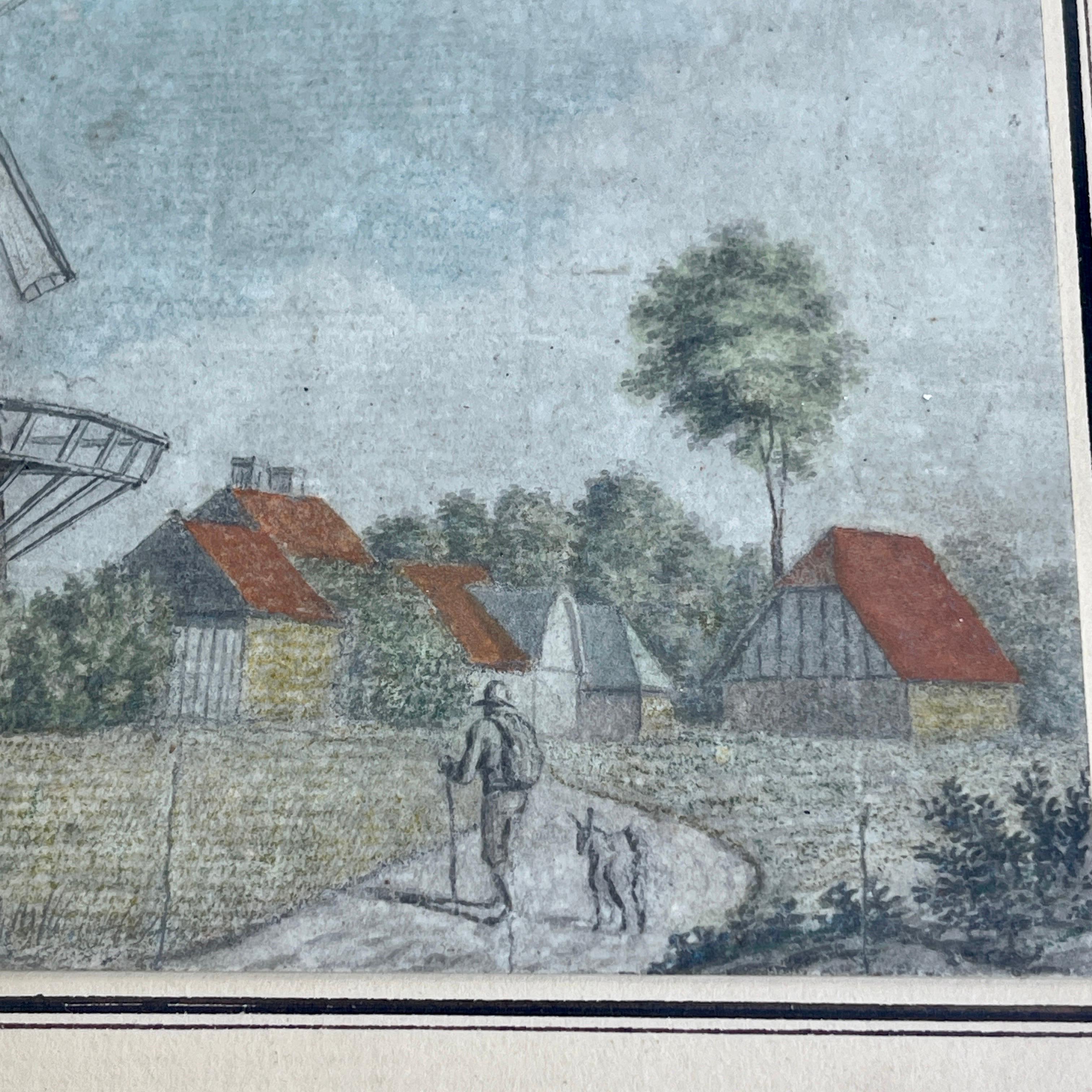 19th Century Gouache Painting of a Copenhagen Windmill, Denmark For Sale 6