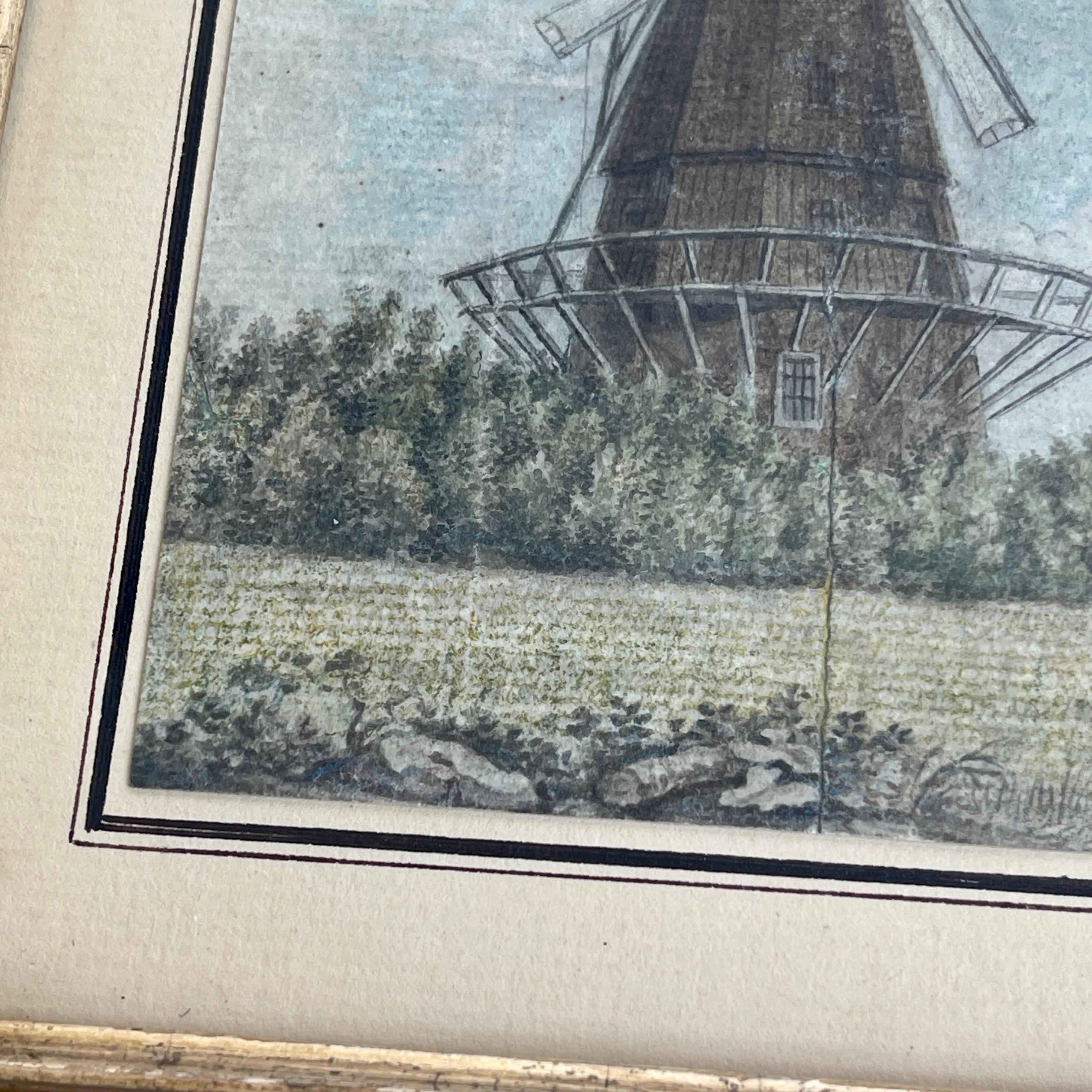 19th Century Gouache Painting of a Copenhagen Windmill, Denmark For Sale 7