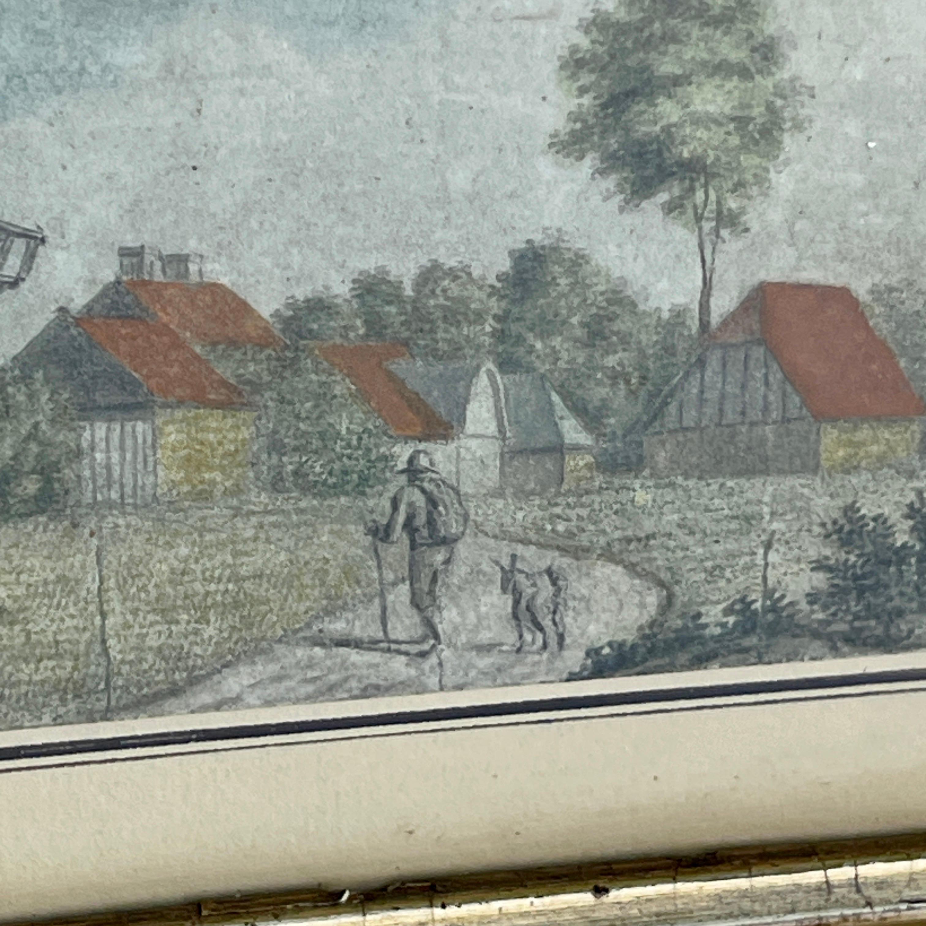 19th Century Gouache Painting of a Copenhagen Windmill, Denmark In Good Condition For Sale In Haddonfield, NJ