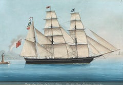 19th Century Gouache Picture of a Barque