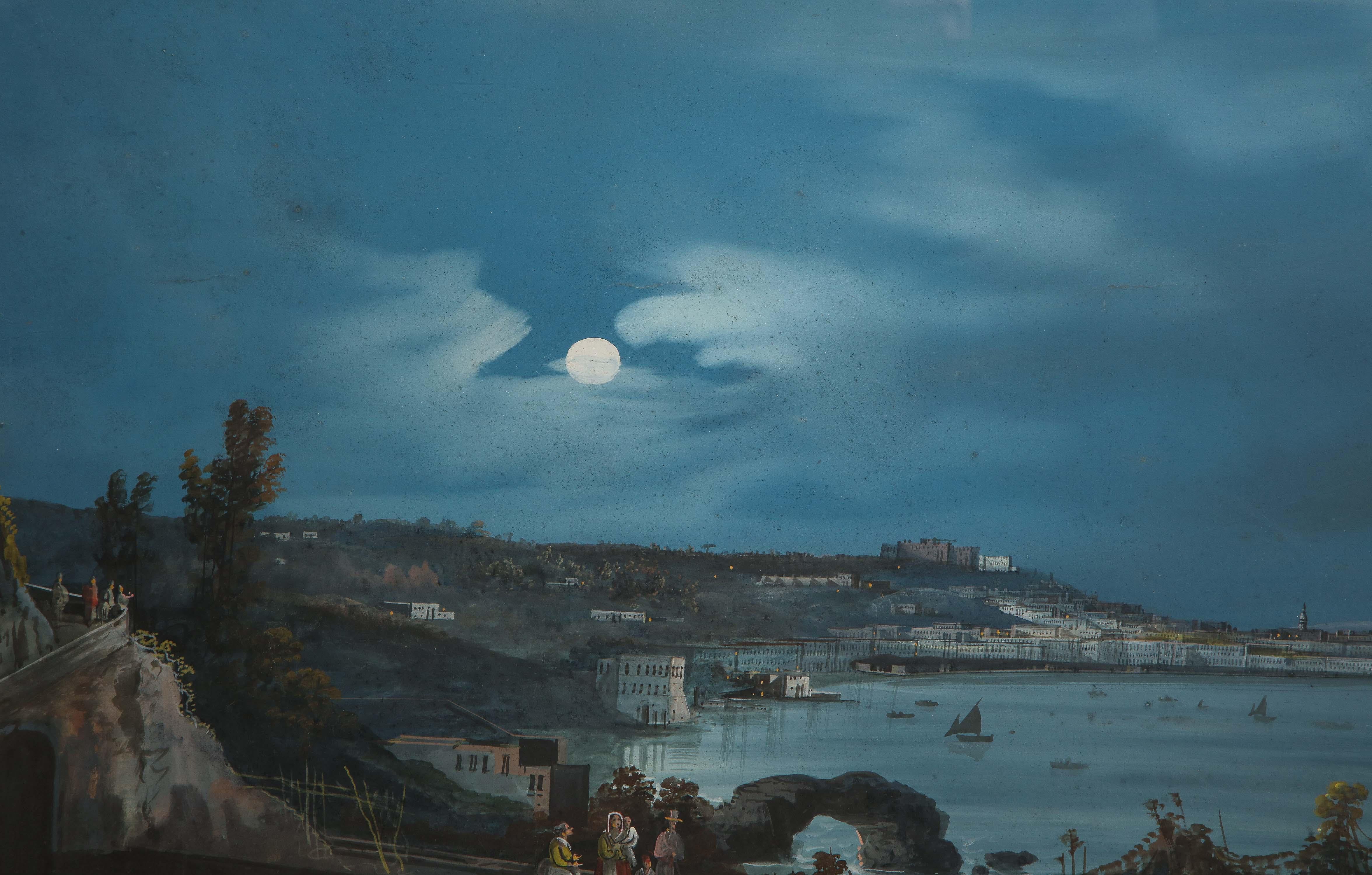 19th Century Gouache With View of Naples and Vesuvius In Good Condition For Sale In New York, NY