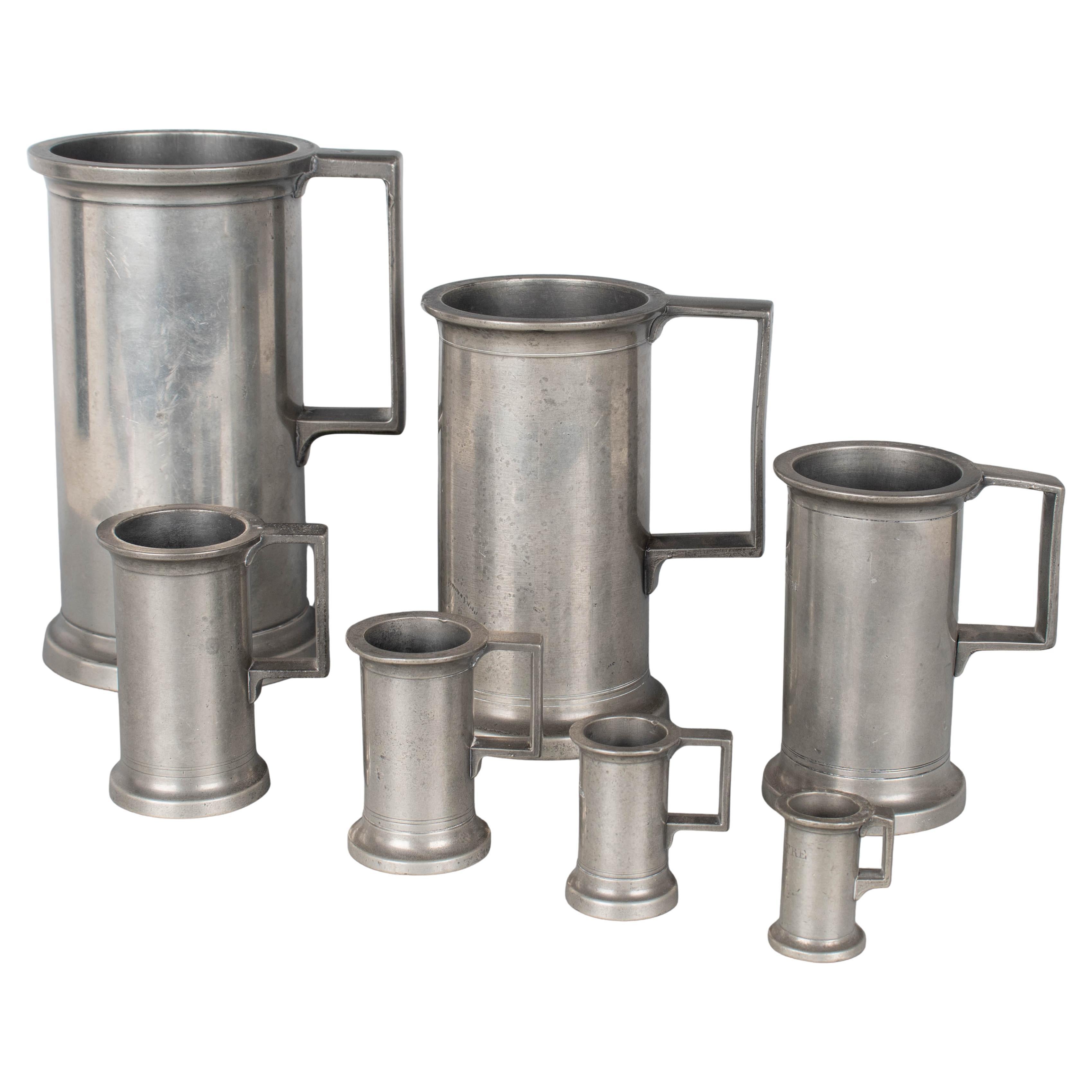 19th Century Graduated Pewter Measures Set of 8 For Sale