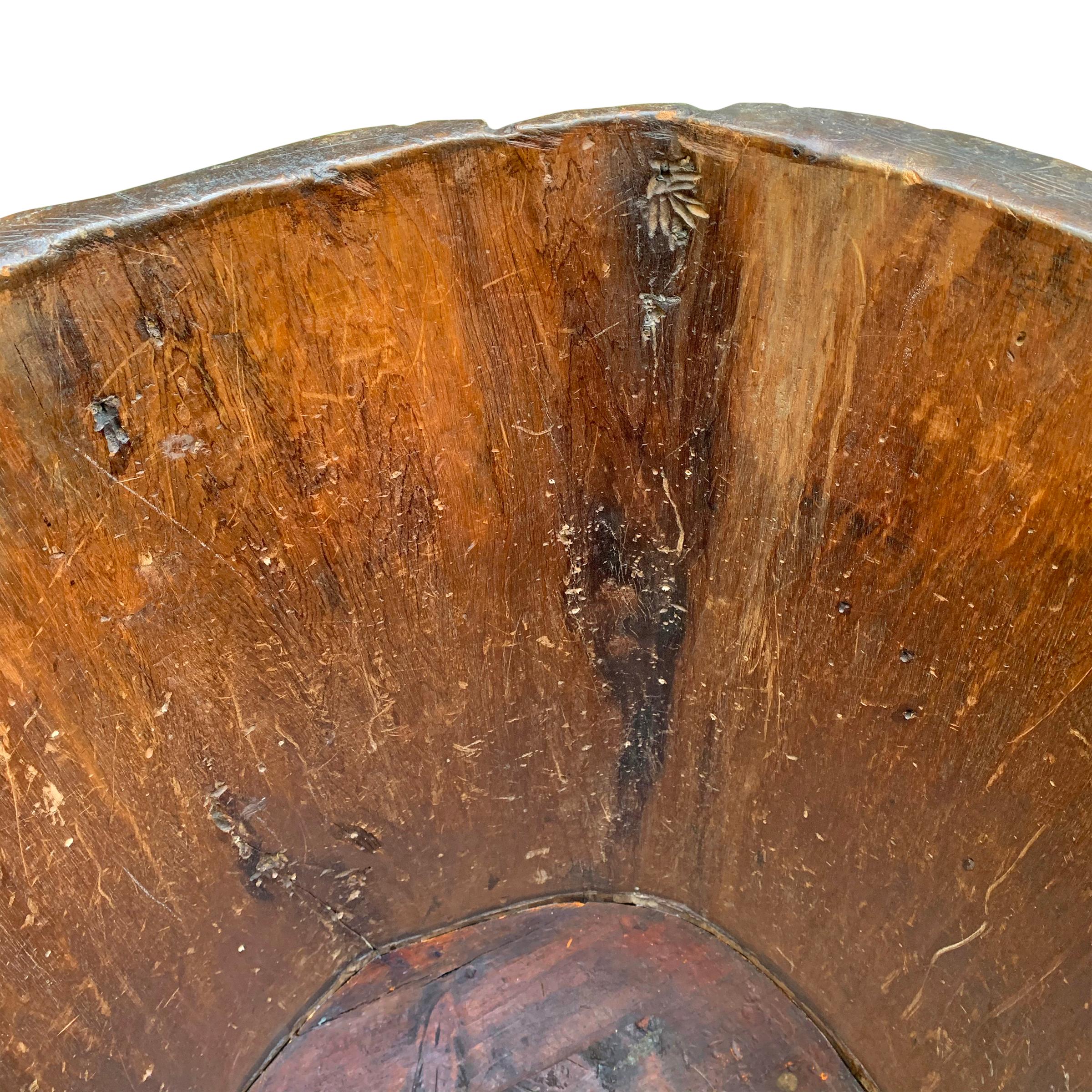 19th Century Grain Barrel Carved from a Single Tree 4