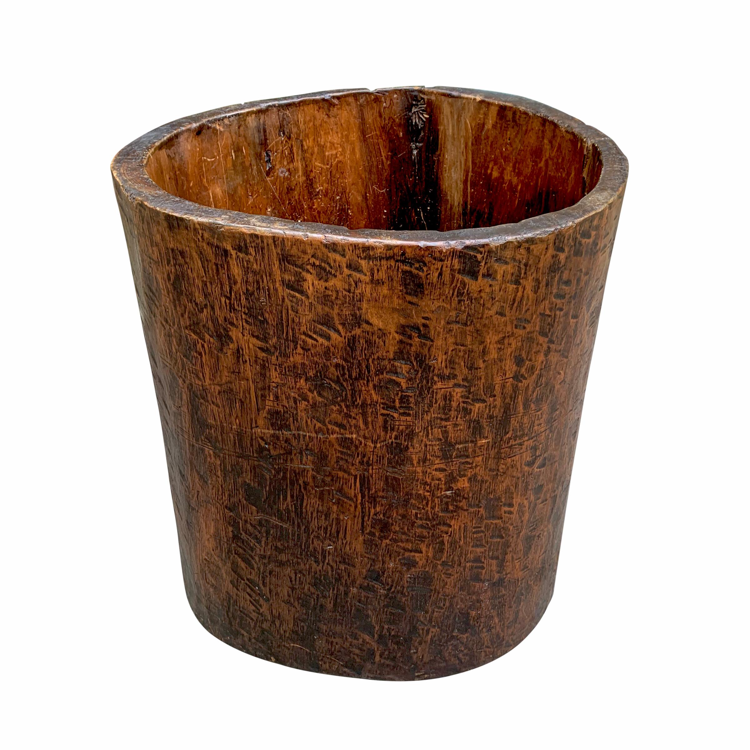 Rustic 19th Century Grain Barrel Carved from a Single Tree
