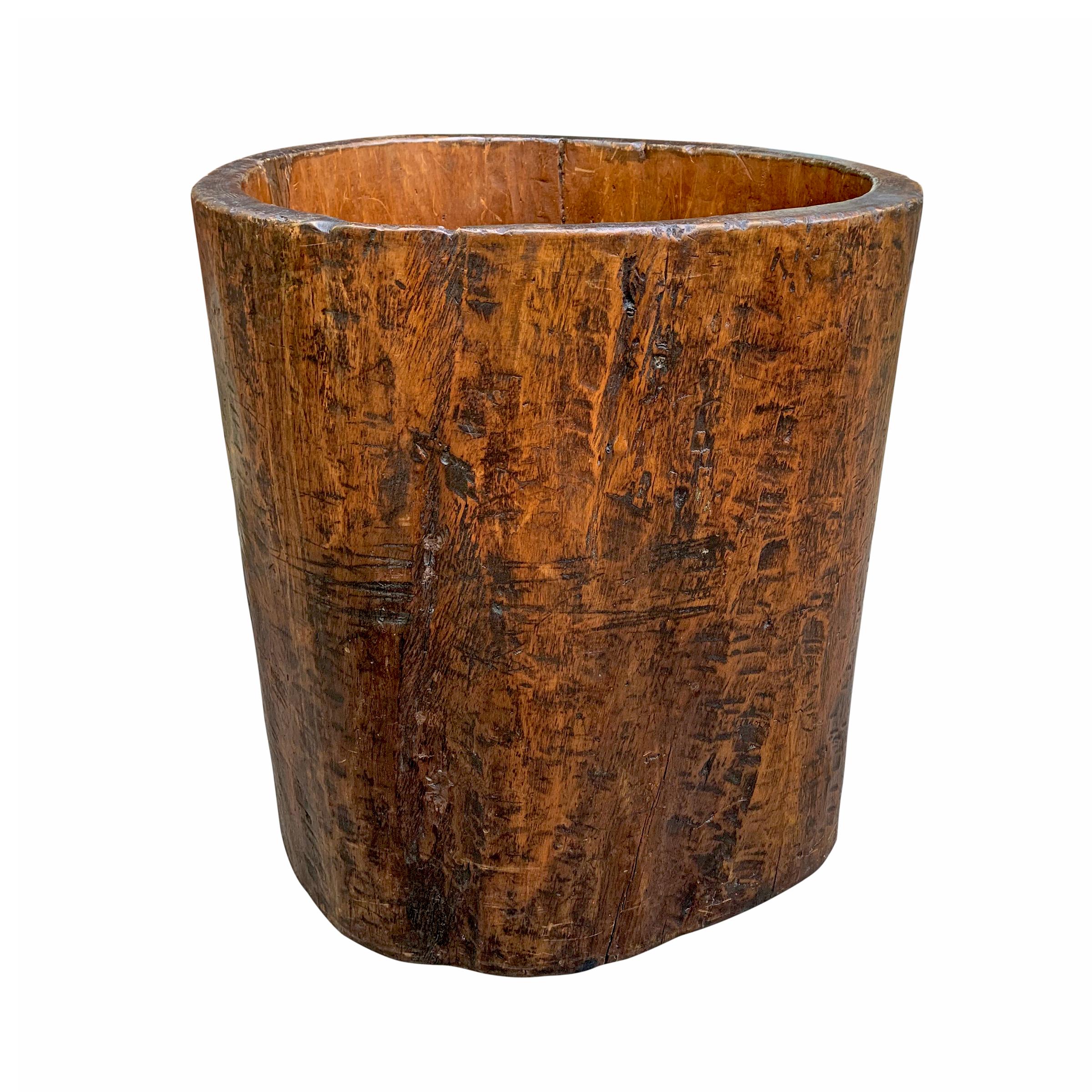19th Century Grain Barrel Carved from a Single Tree In Good Condition In Chicago, IL