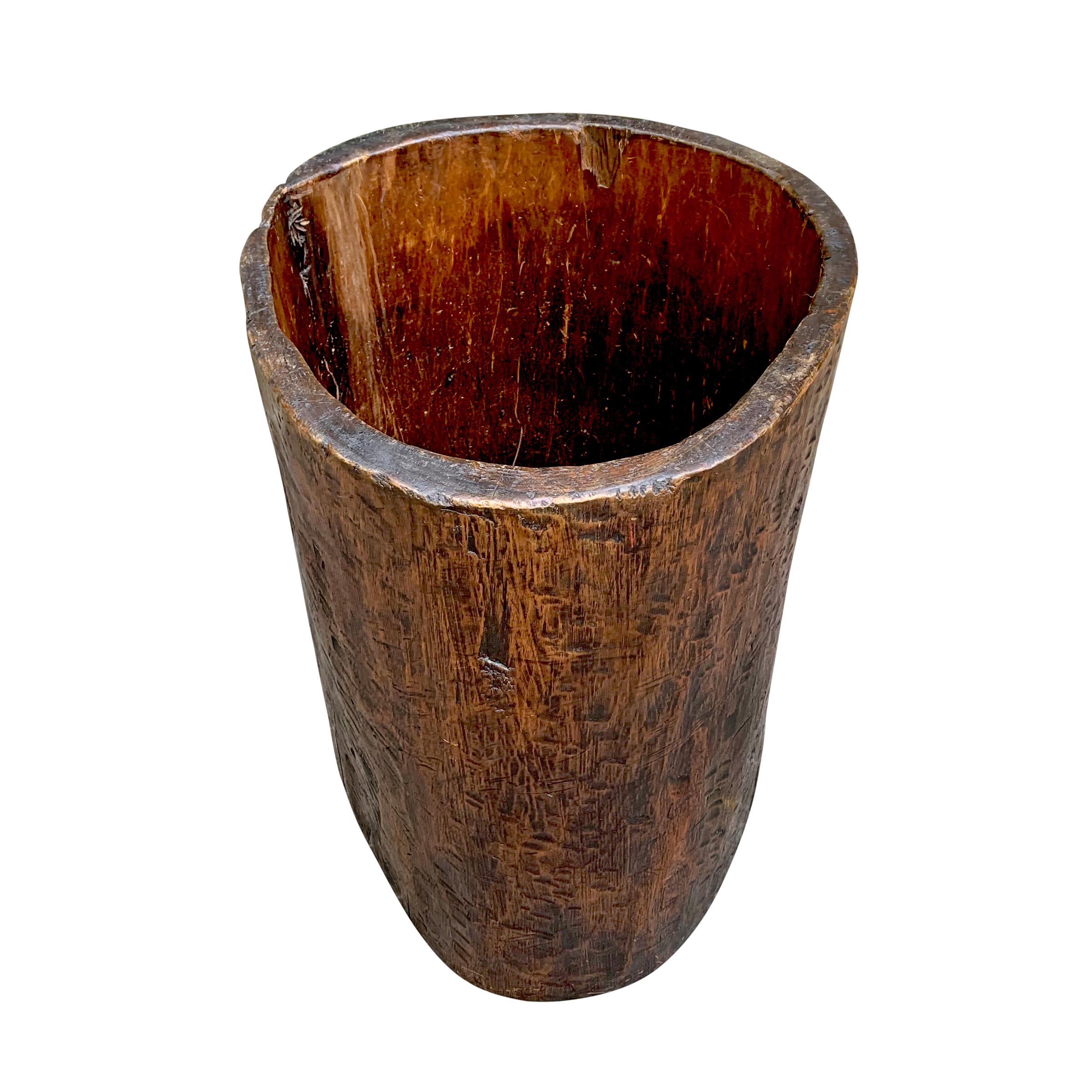 Wood 19th Century Grain Barrel Carved from a Single Tree