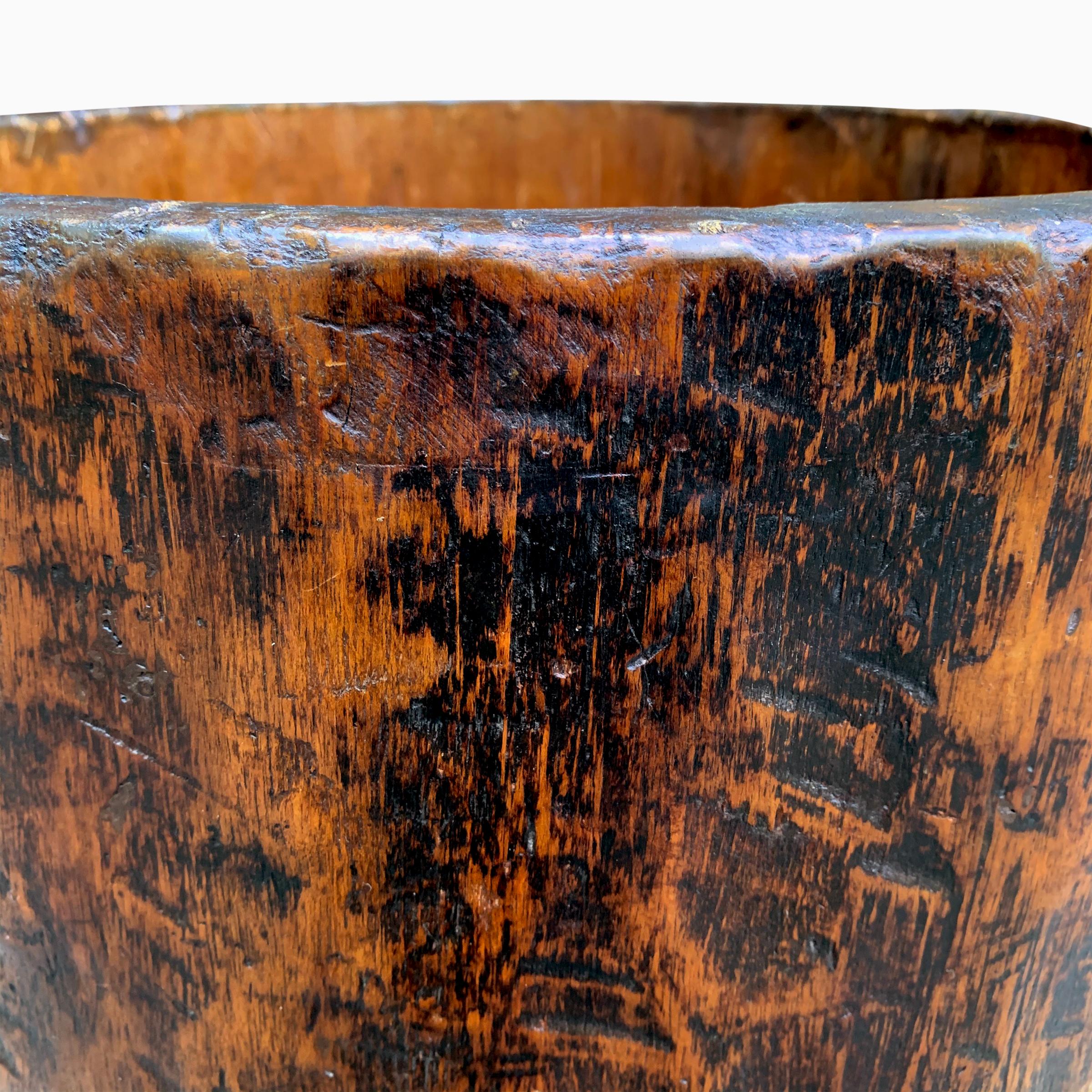 19th Century Grain Barrel Carved from a Single Tree 2