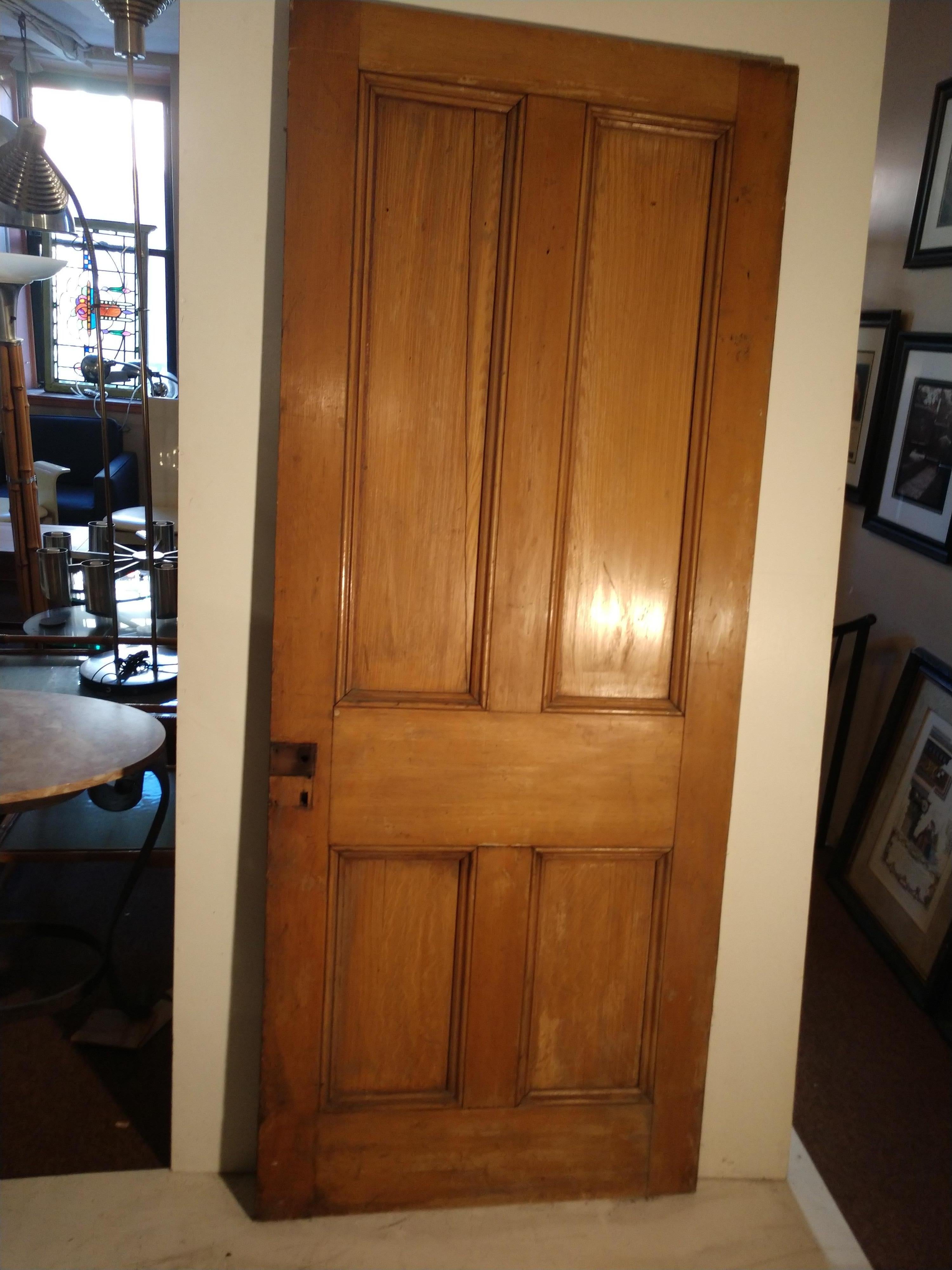 American Classical 19th Century Grain Painted Paneled Wood Door For Sale
