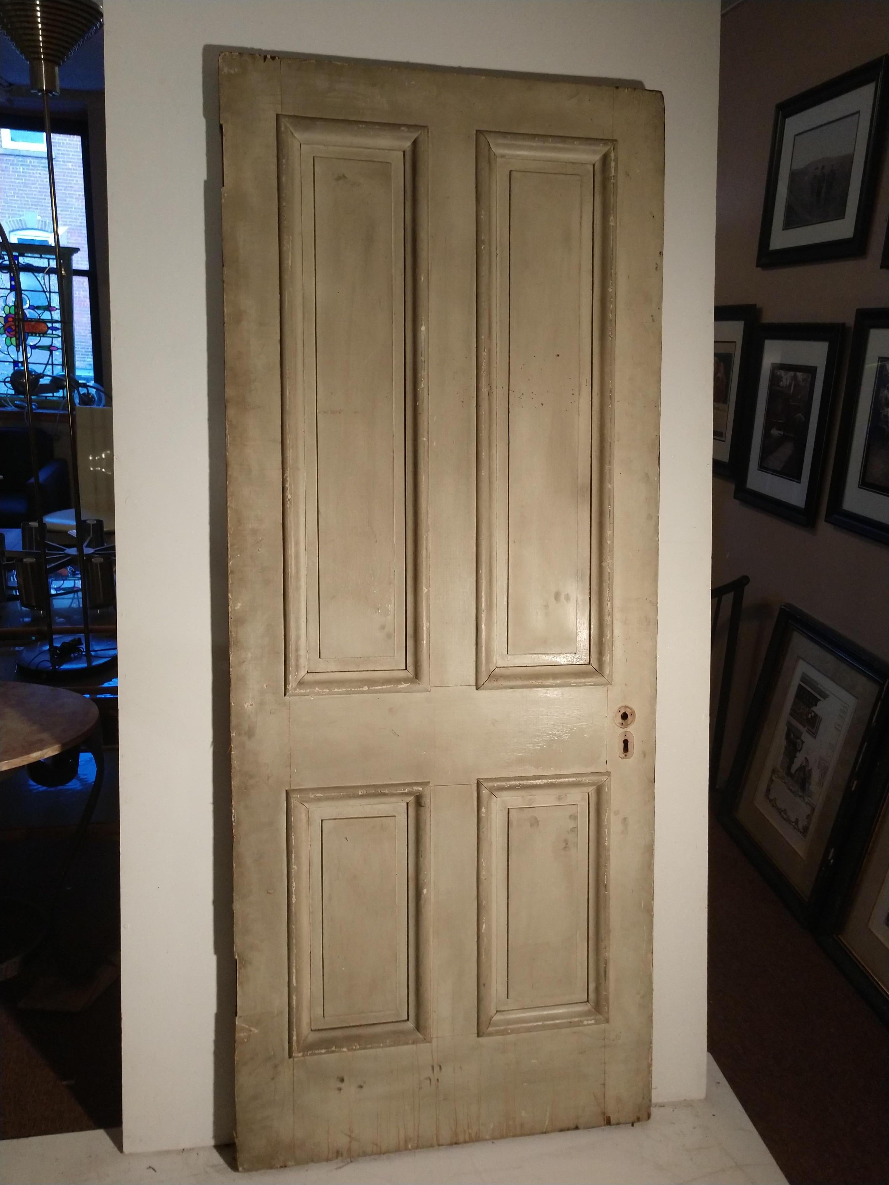 19th Century Grain Painted Paneled Wood Door For Sale 1