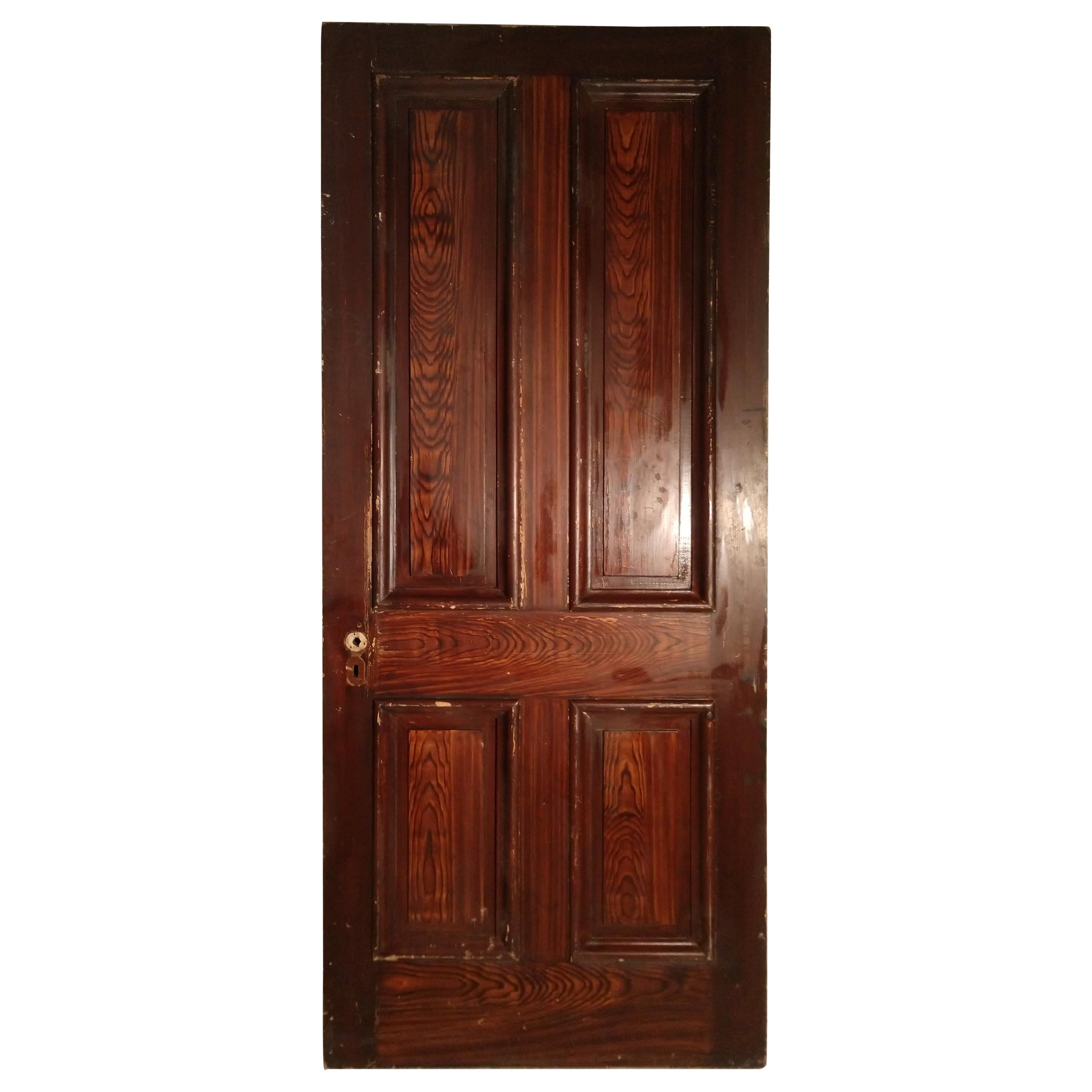 Porta a pannelli in Wood dipinta a grana grossa del XIX secolo