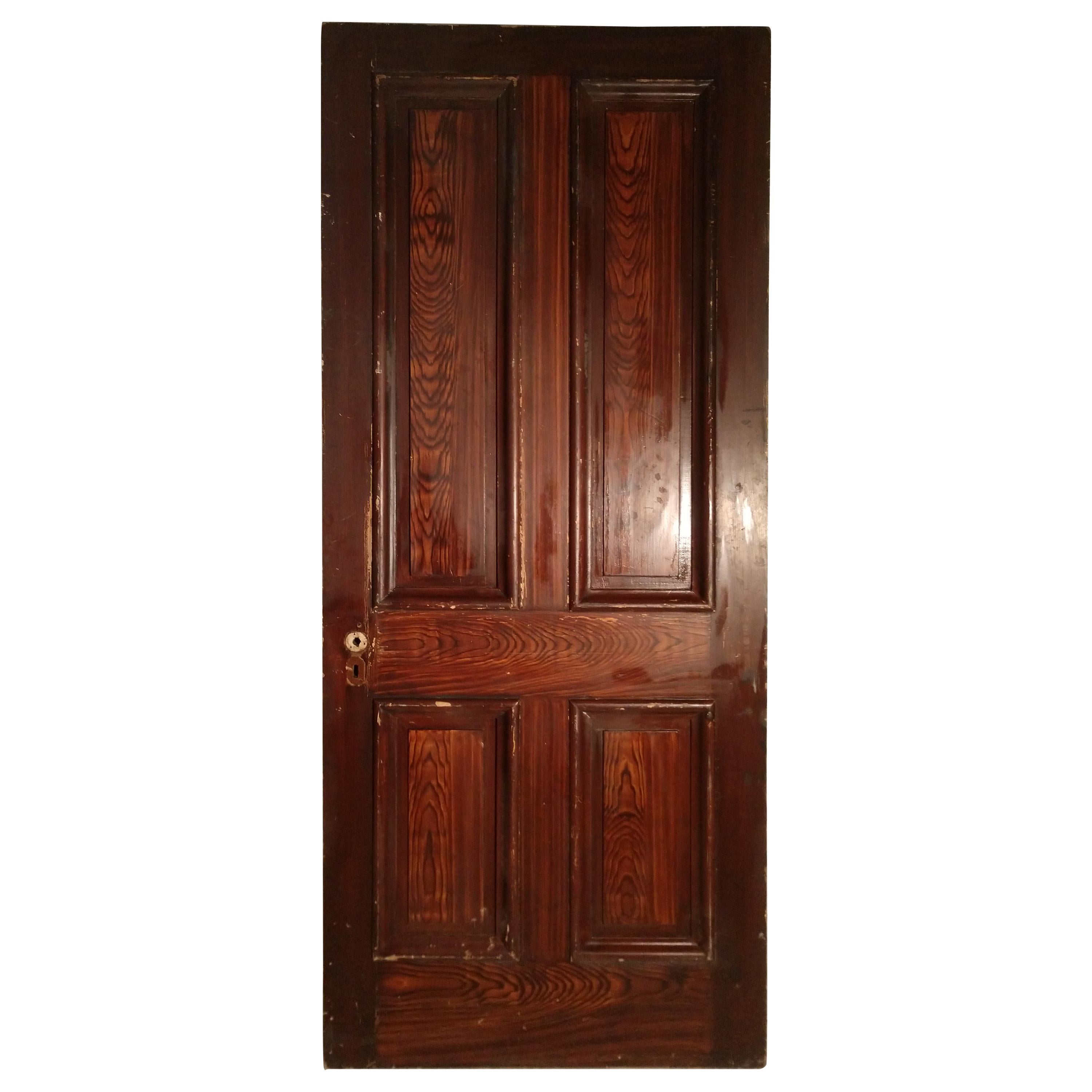 19th Century Grain Painted Paneled Wood Door For Sale