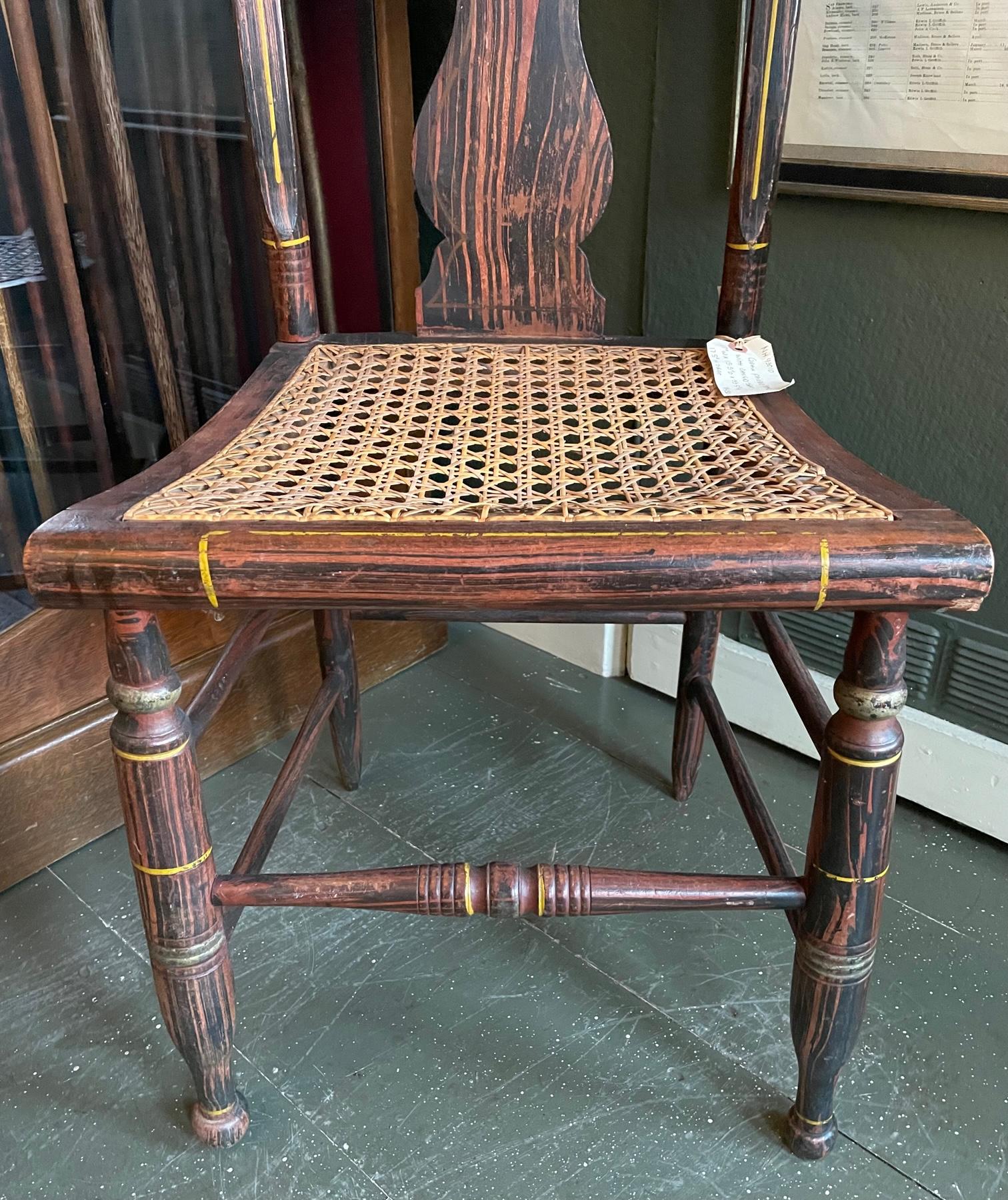 19th Century Grain Painted Side Chair with Cane Seat In Good Condition For Sale In Nantucket, MA