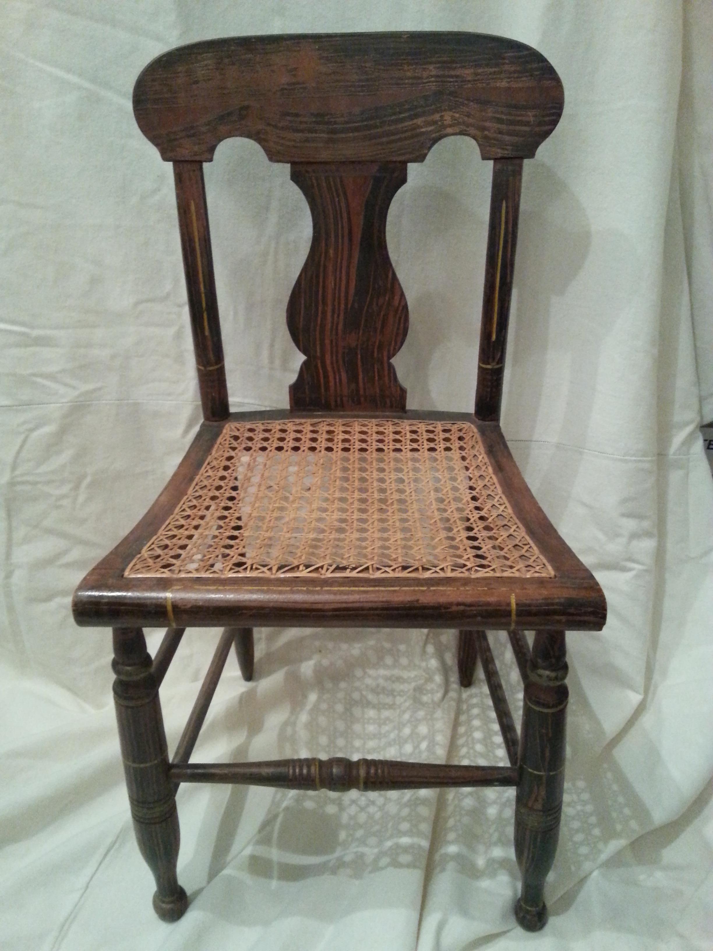 19th Century Grain Painted Side Chair with Cane Seat For Sale 1