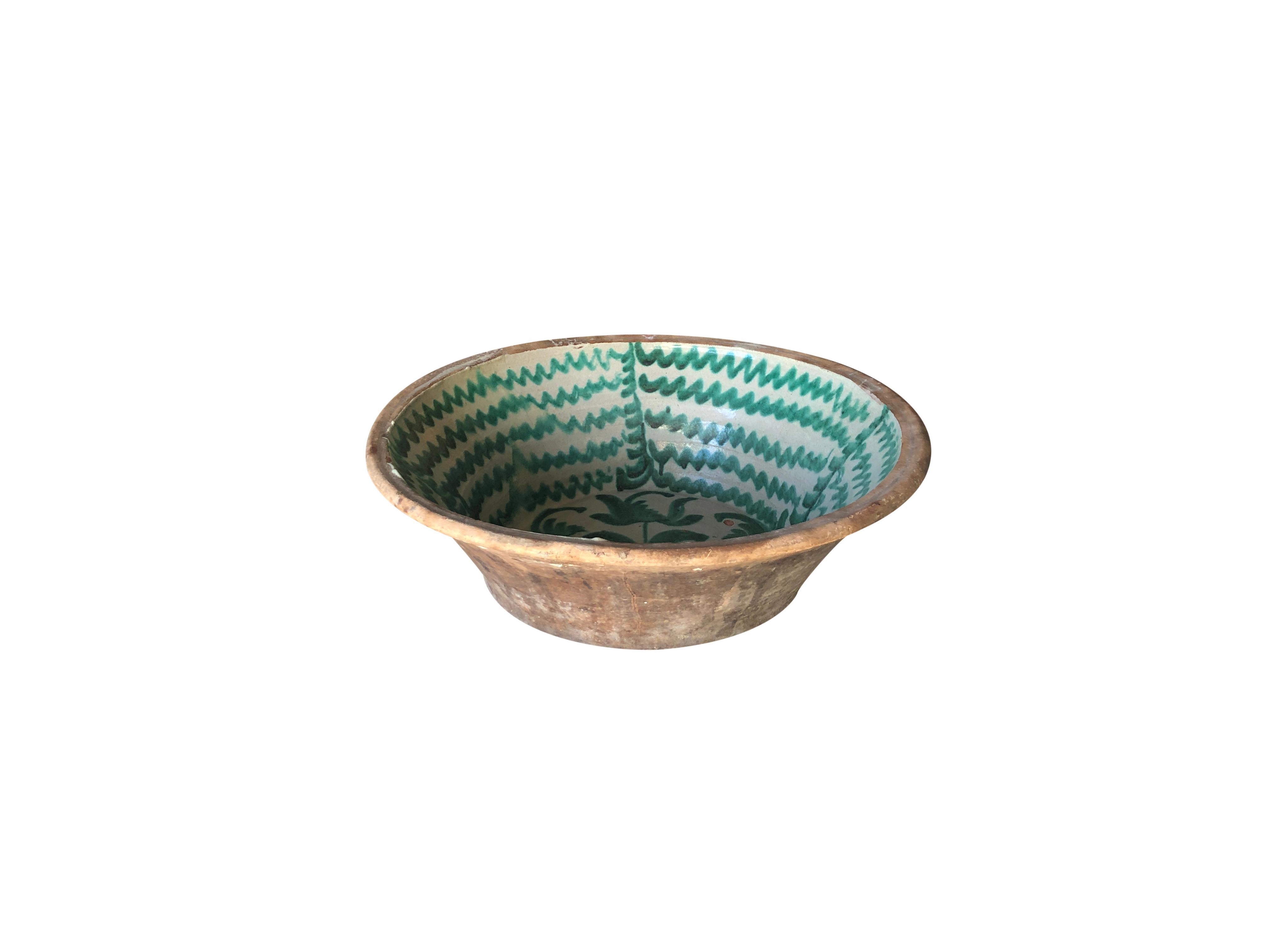 Hand-Crafted 19th Century Granada Lebrillo Bowl, Spanish Terracotta Decor