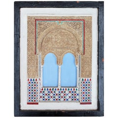 19th Century Granada's Alhambra Palace Framed Stucco Mock-Up