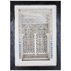 19th Century Granada's Alhambra Palace Framed Stucco Mock-Up