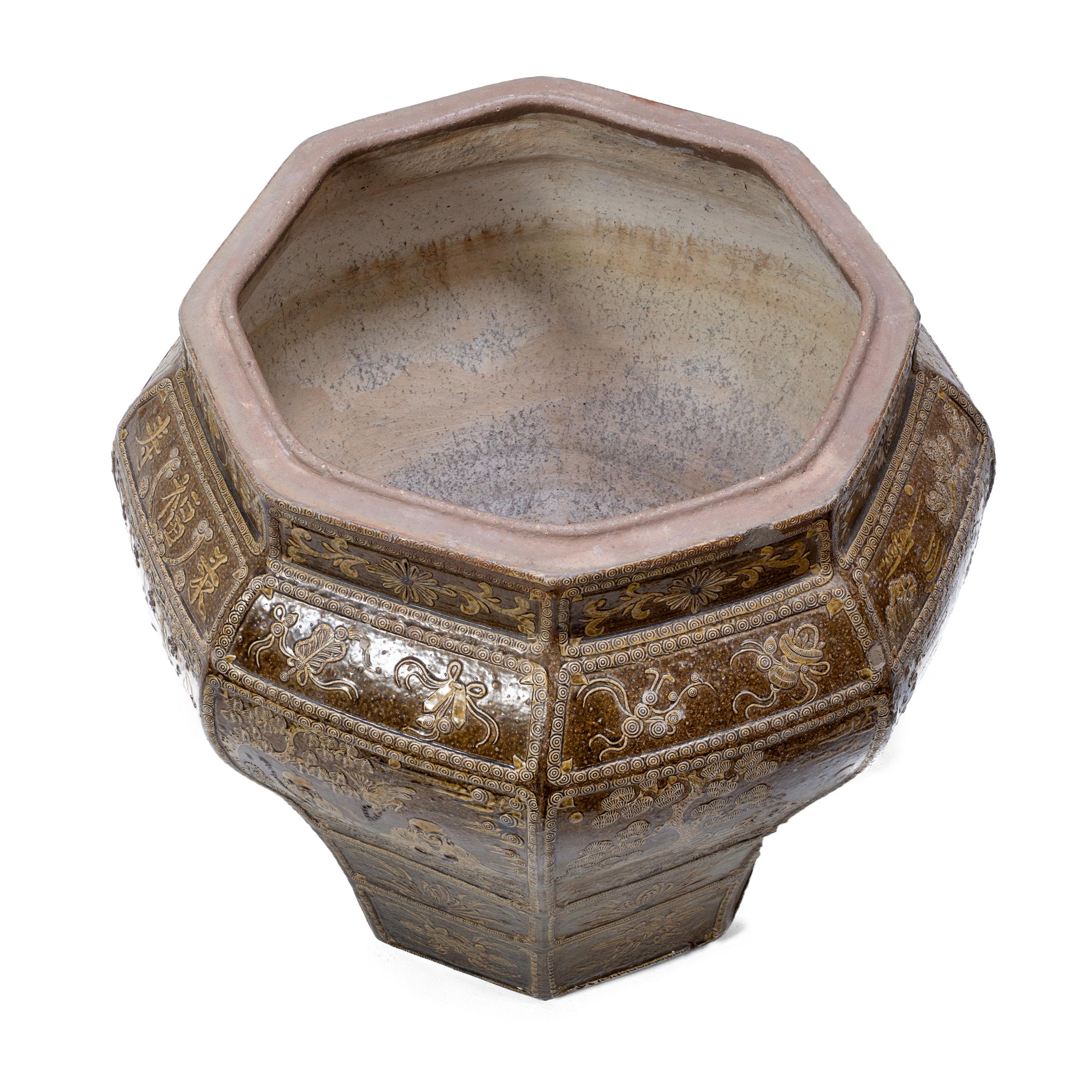 19th Century Grand Chinese Glazed Relief Urn, c. 1800