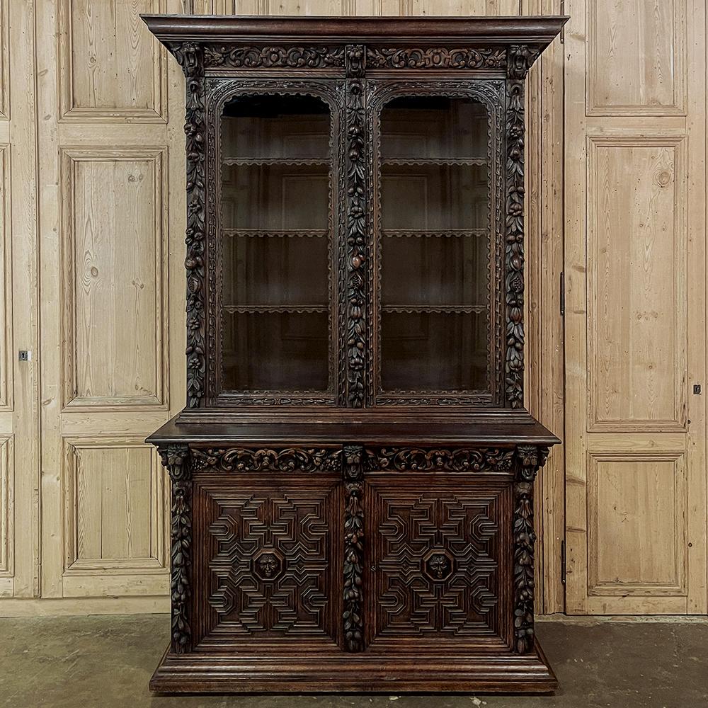 19th Century Grand Flemish Renaissance Bookcase ~ Display Cabinet is a magnificent expression of the cabinetmaker's art! Designed to be an impressive statement, it soars over eight feet tall, and features amazingly detailed molding and