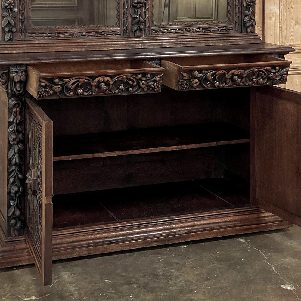 Hand-Carved 19th Century Grand Flemish Renaissance Bookcase ~ Display Cabinet For Sale