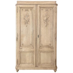19th Century Grand French Louis XVI Armoire in Stripped Oak