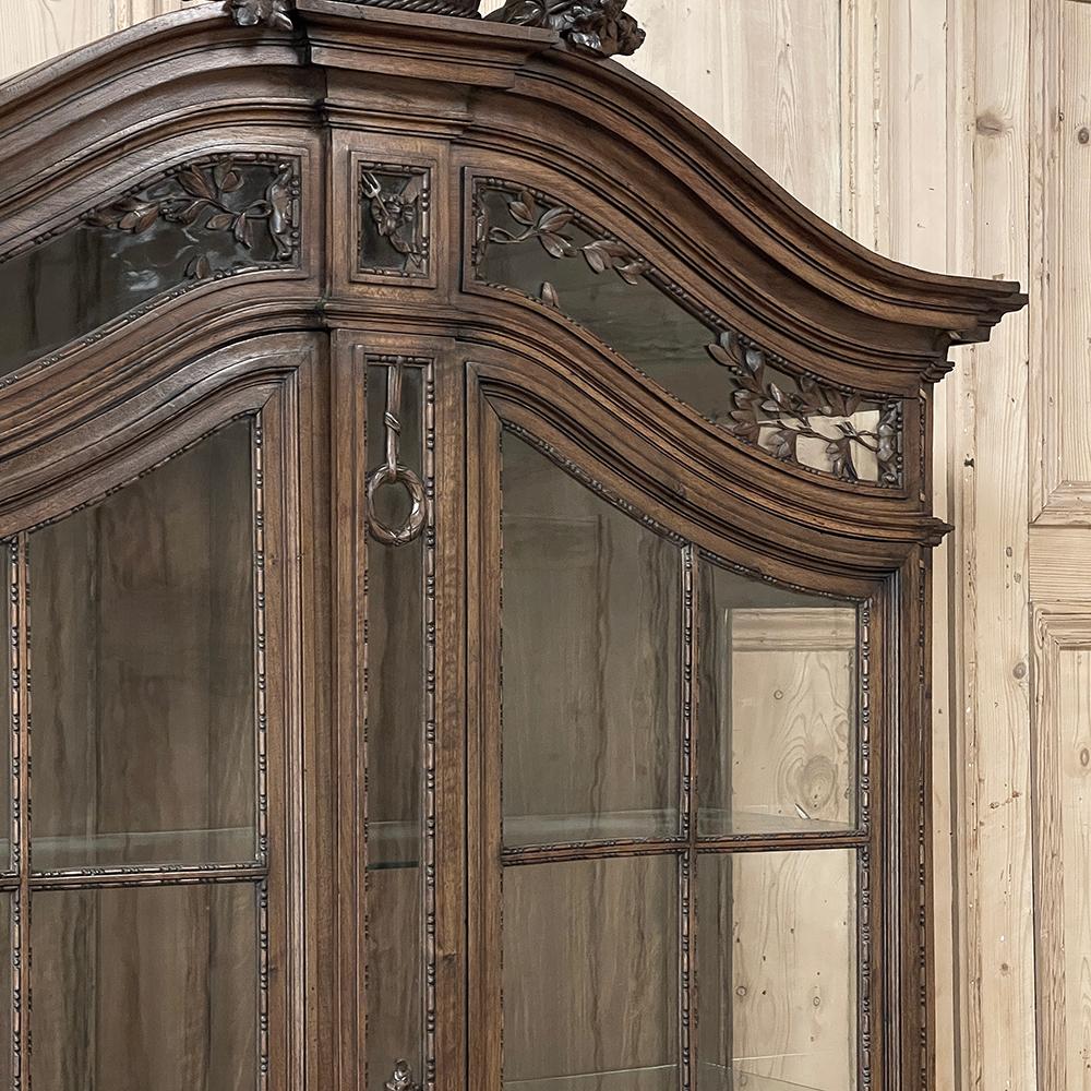 19th Century Grand French Louis XVI Hand Carved Walnut Bookcase For Sale 5