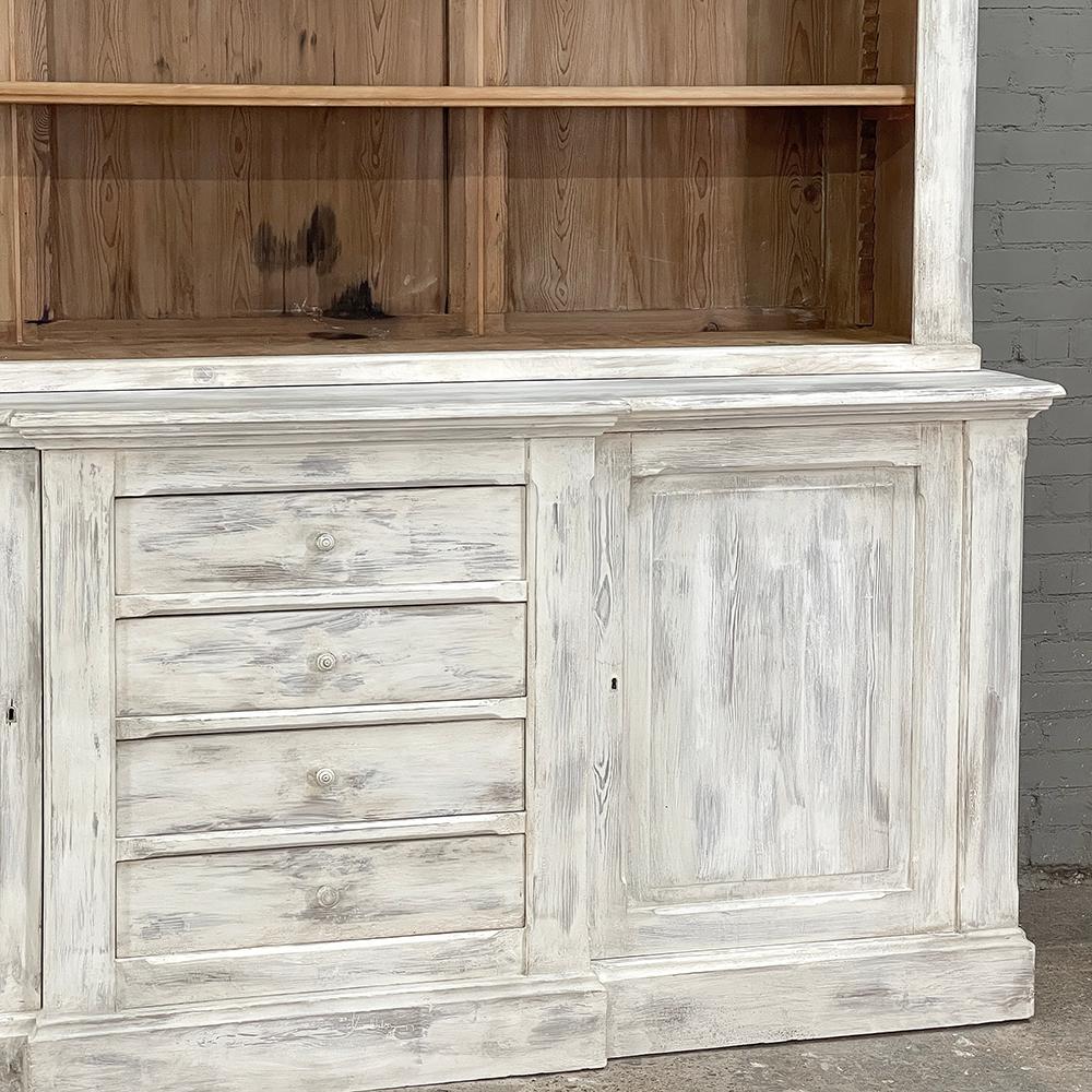19th Century Grand French Neoclassical Bookcase in Whitewashed Pine For Sale 8