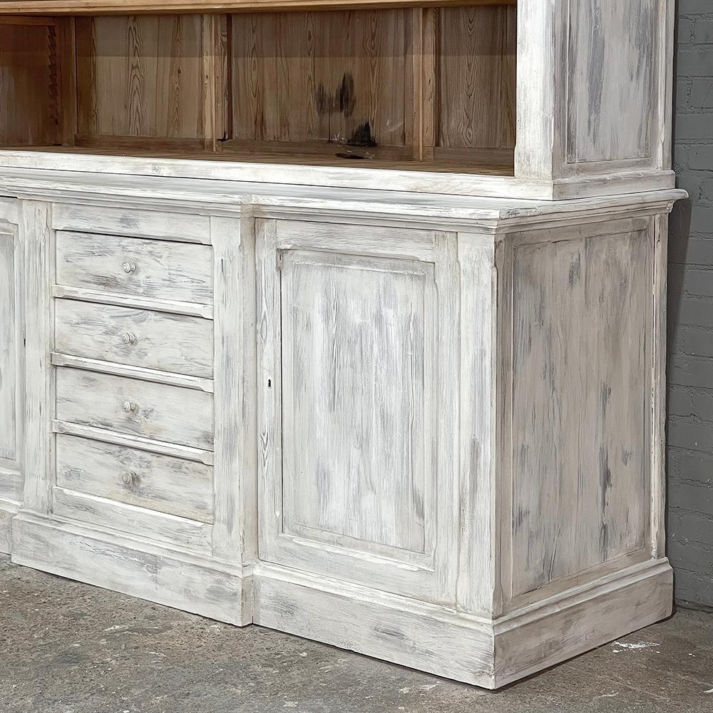 19th Century Grand French Neoclassical Bookcase in Whitewashed Pine For Sale 11