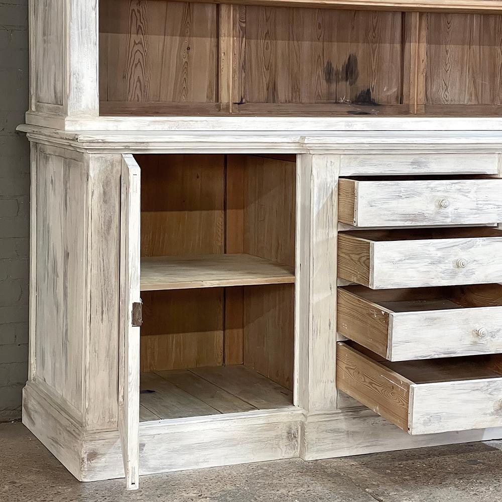 19th Century Grand French Neoclassical Bookcase in Whitewashed Pine For Sale 1