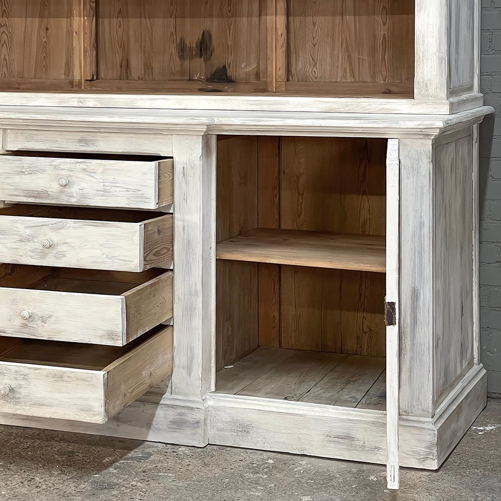19th Century Grand French Neoclassical Bookcase in Whitewashed Pine For Sale 3