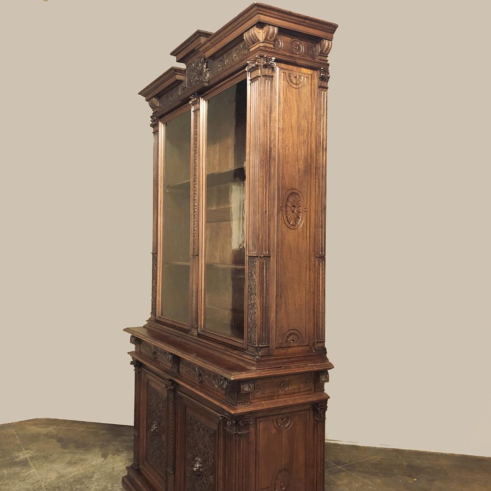 19th Century Grand French Renaissance Walnut Bookcase For Sale 7